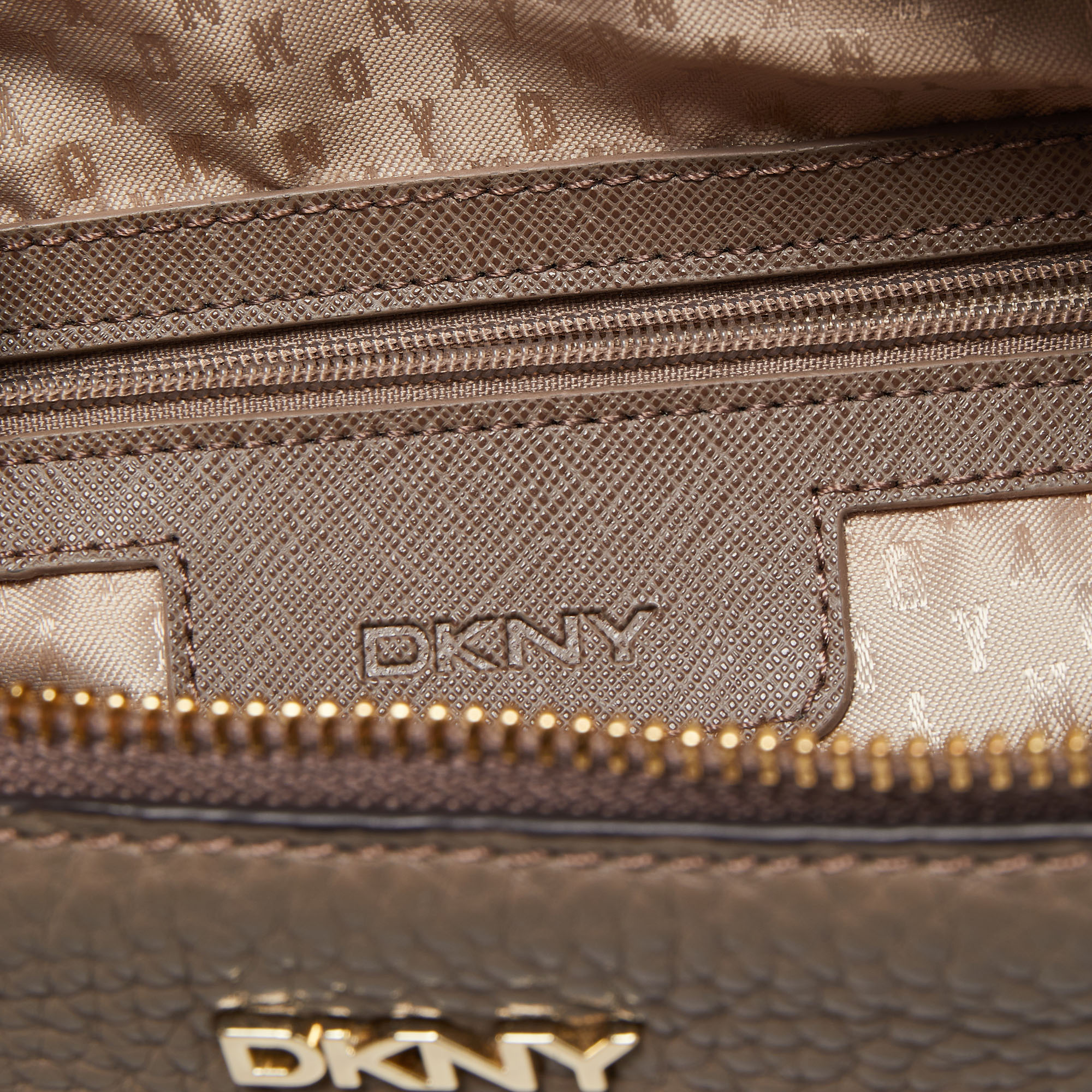 DKNY Grey Leather Front Zip Top Handle Bag