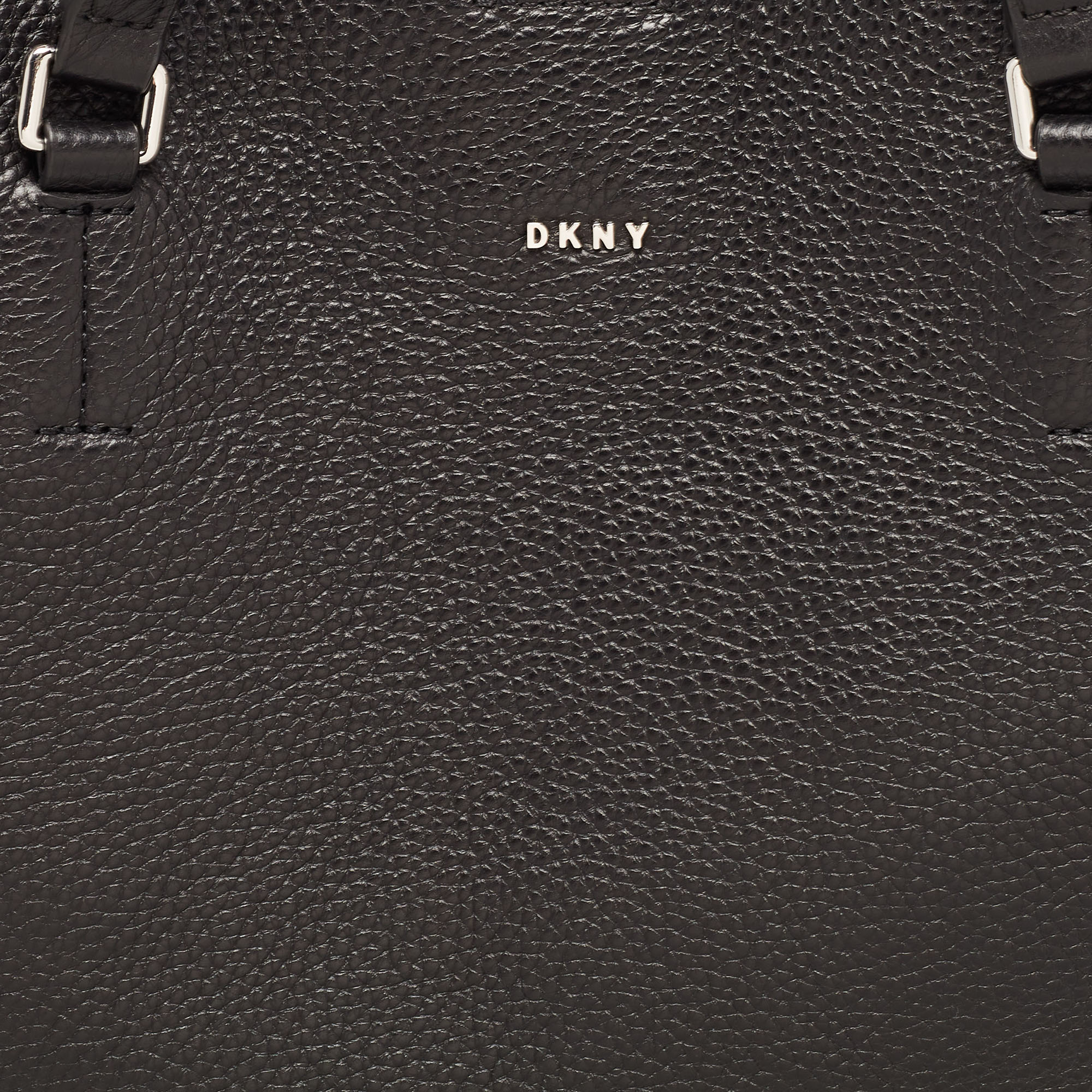 DKNY Black Leather Bryant Park Double Zip Shopper Tote