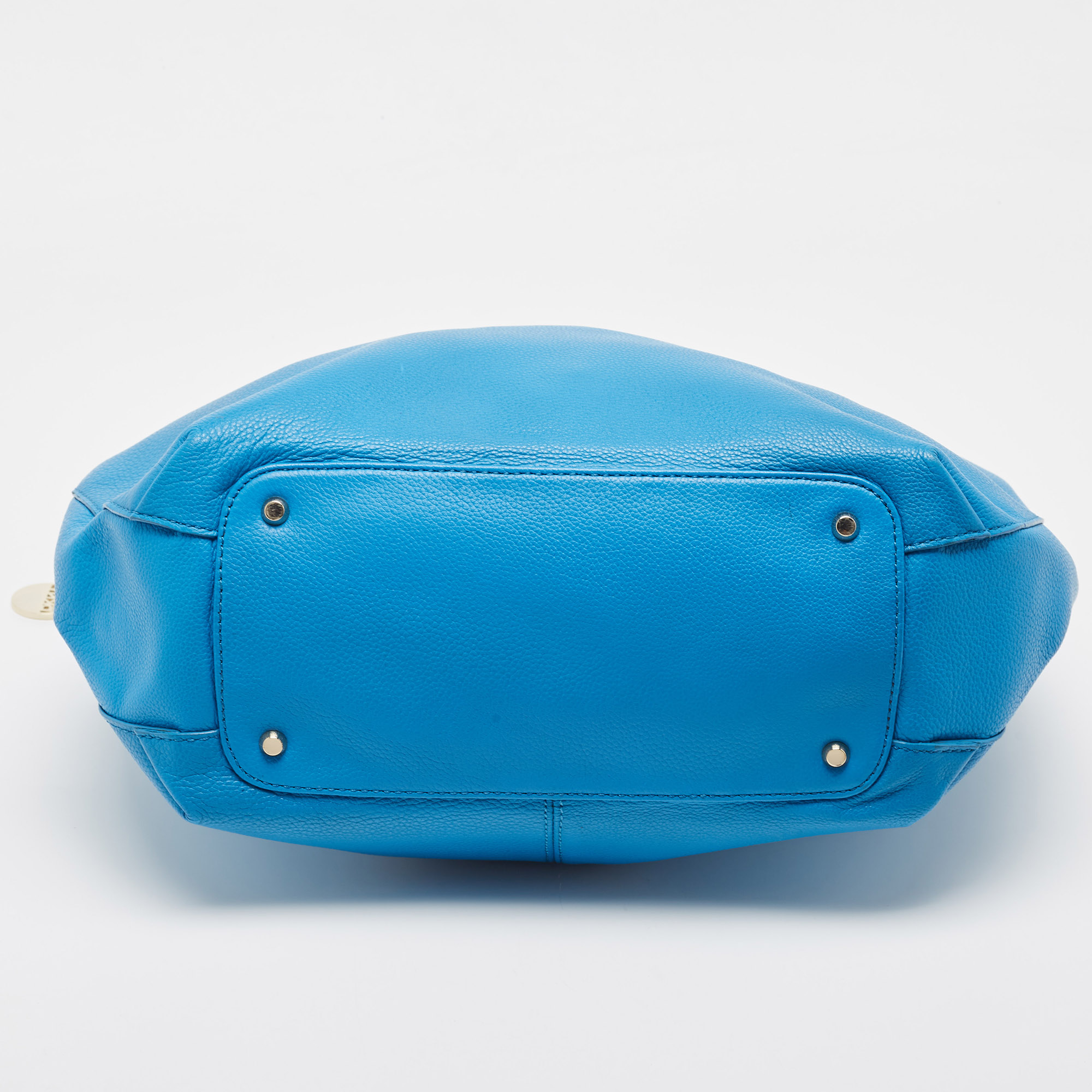 DKNY Blue Leather Buckle Embellished Hobo