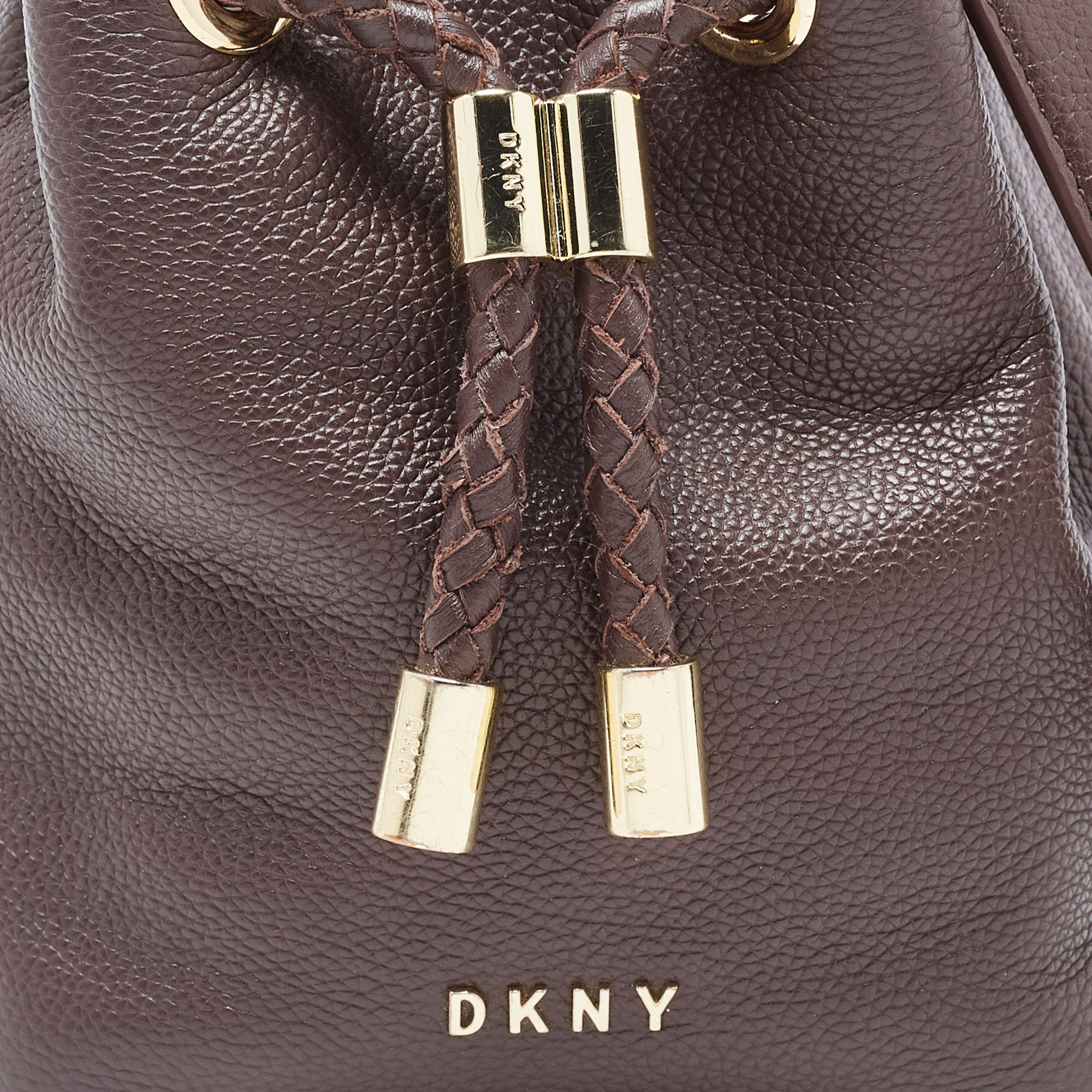 DKNY Dark Brown Leather Small York Winnie Bucket Bag