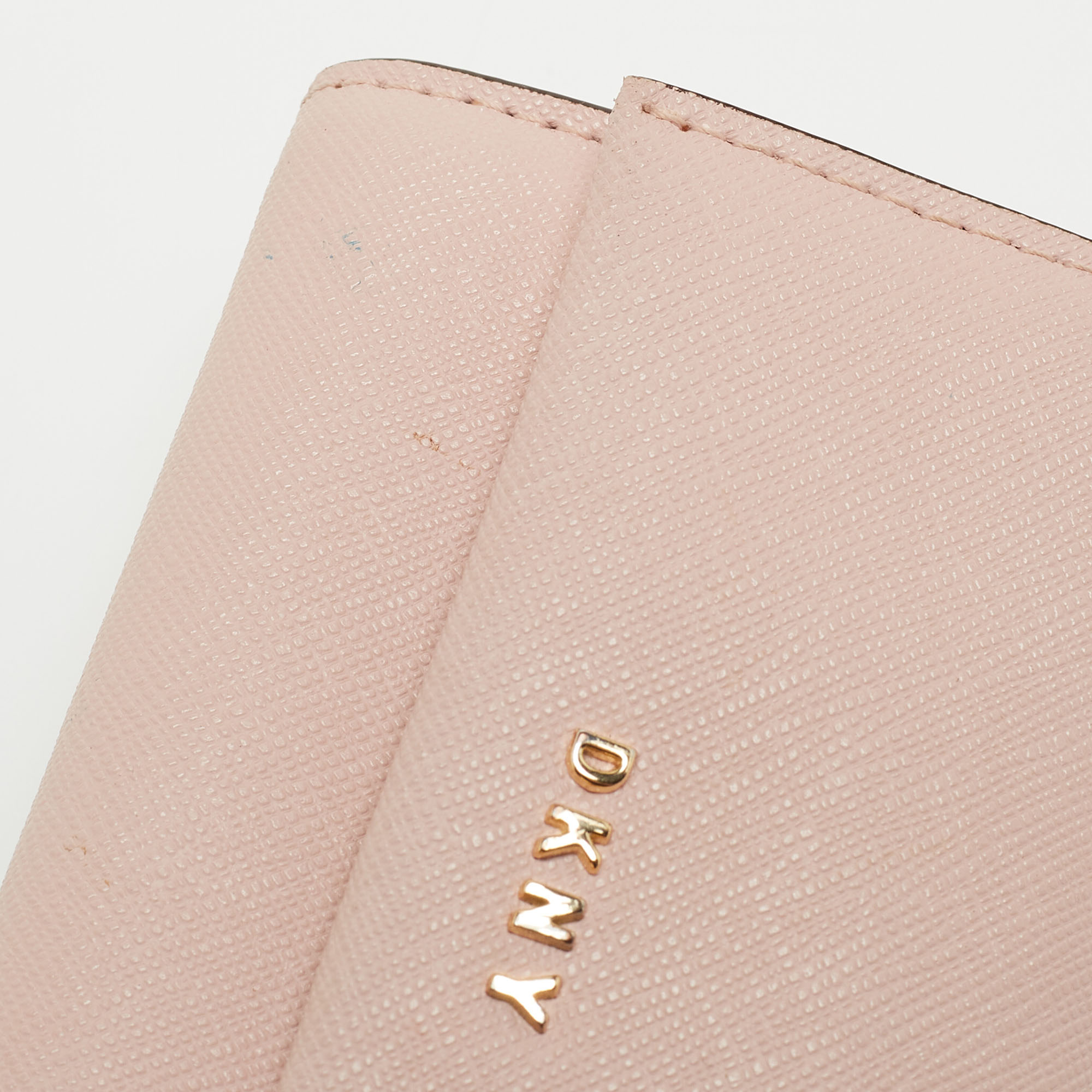 DKNY Pink Saffiano Leather Flap Compact Wallet