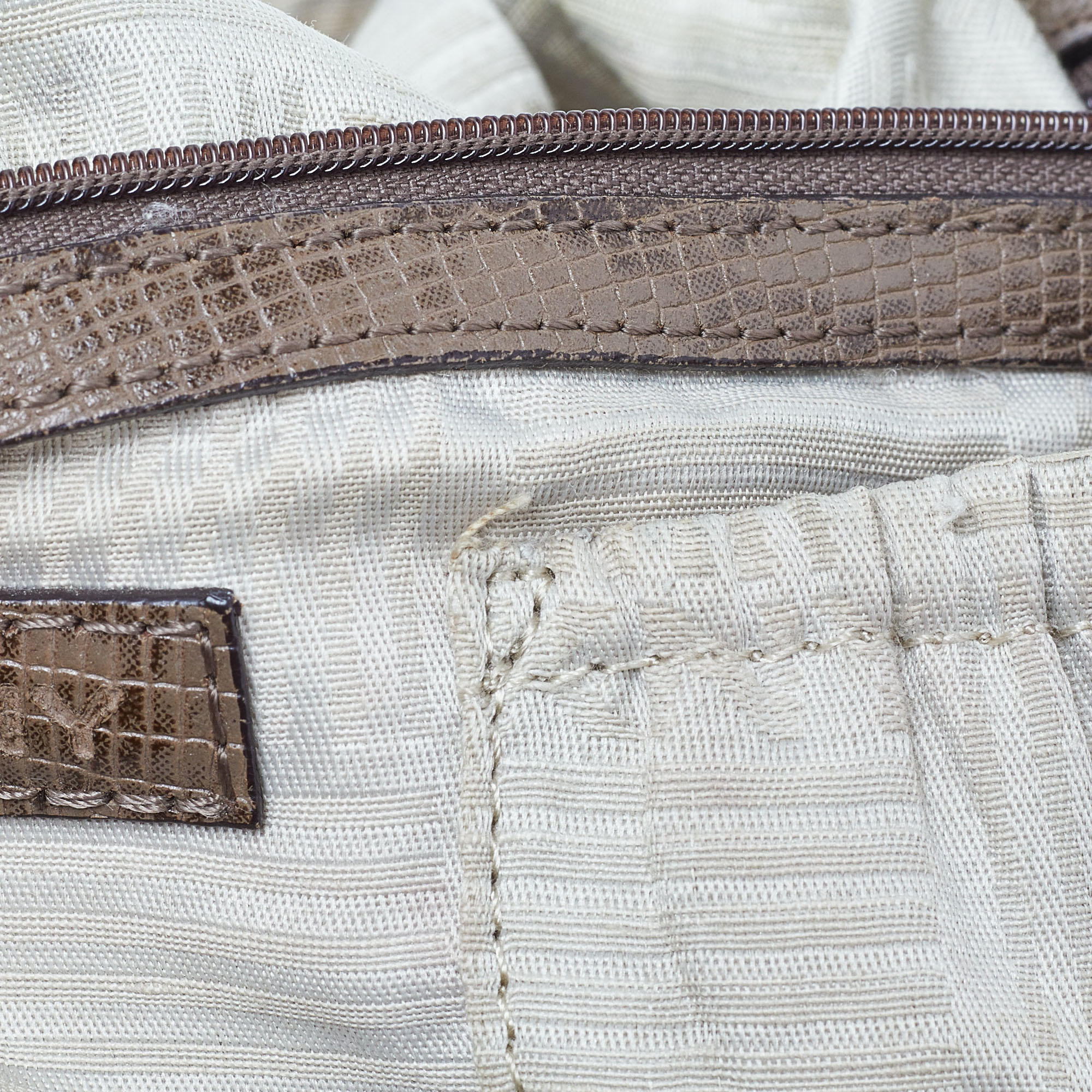 DKNY Beige/Grey Python Embossed Leather Studded Hobo