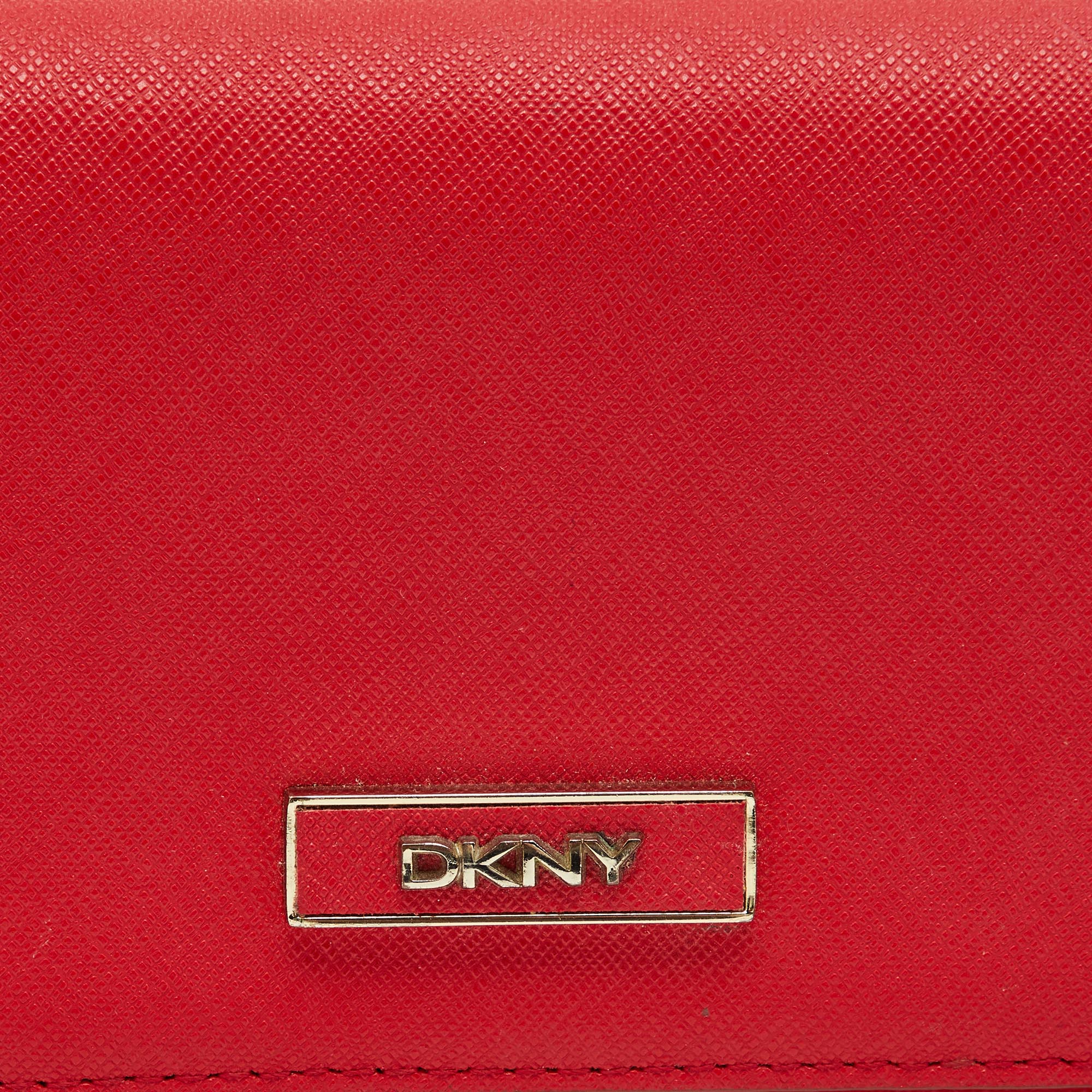 DKNY Red Leather Flap Continental Wallet