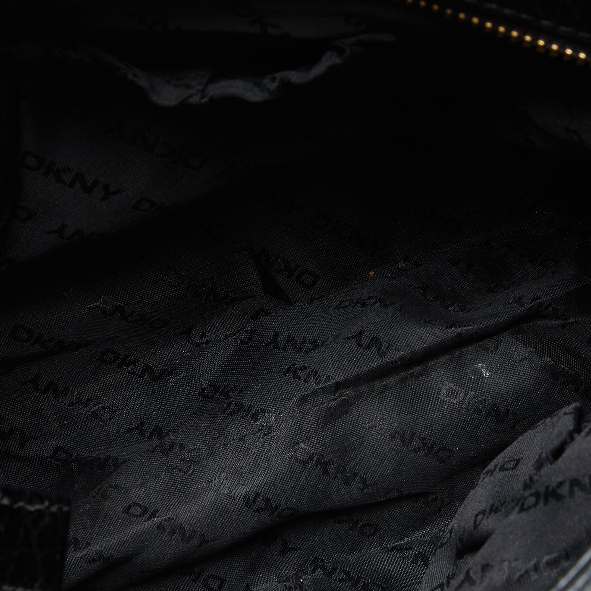 DKNY Black Monogram Canvas And Leather Crossbody Bag
