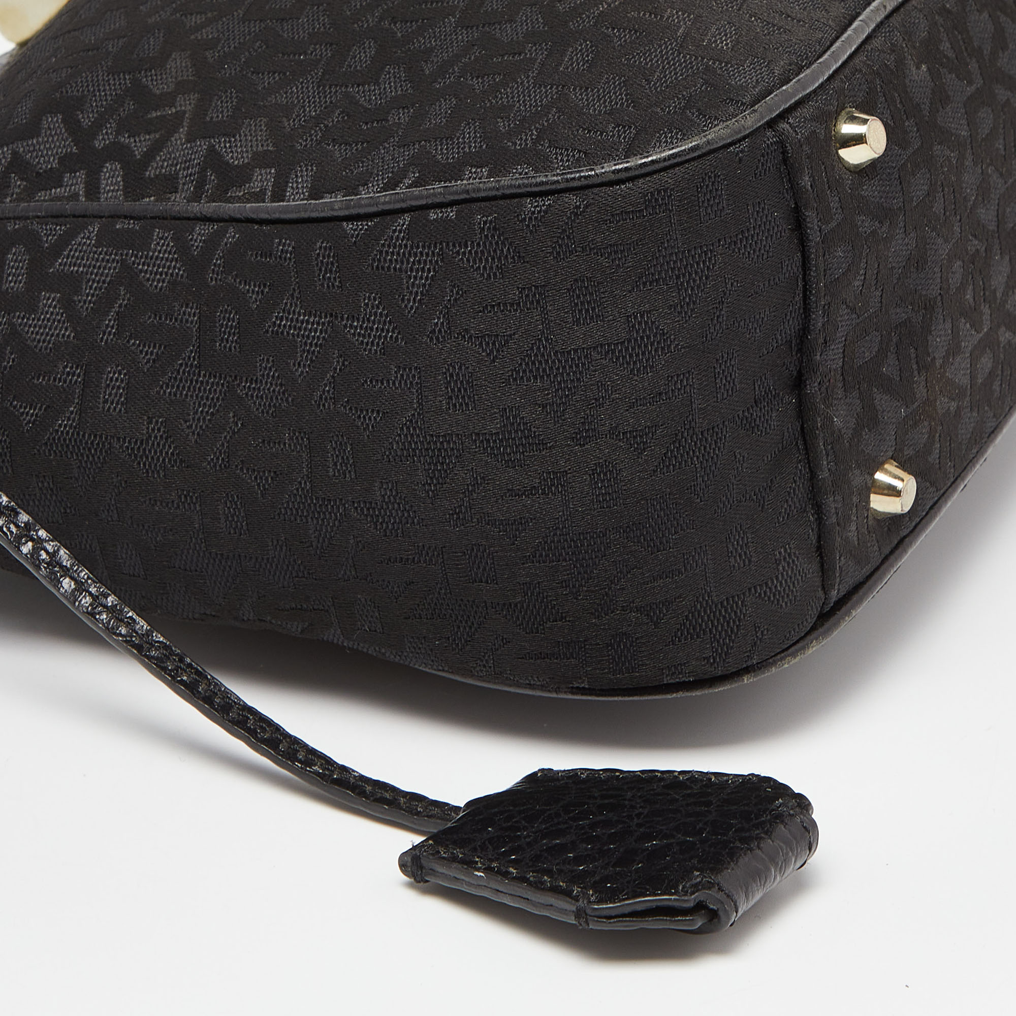 DKNY Black Monogram Canvas And Leather Crossbody Bag