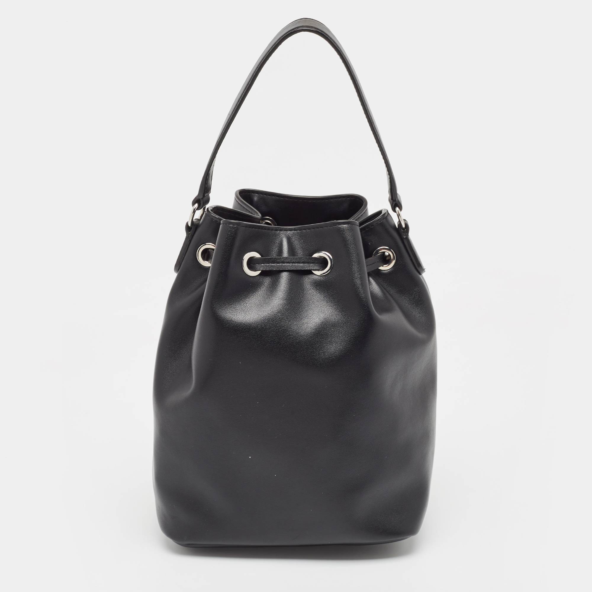 DKNY Black Leather Medium York Winnie Bucket Bag