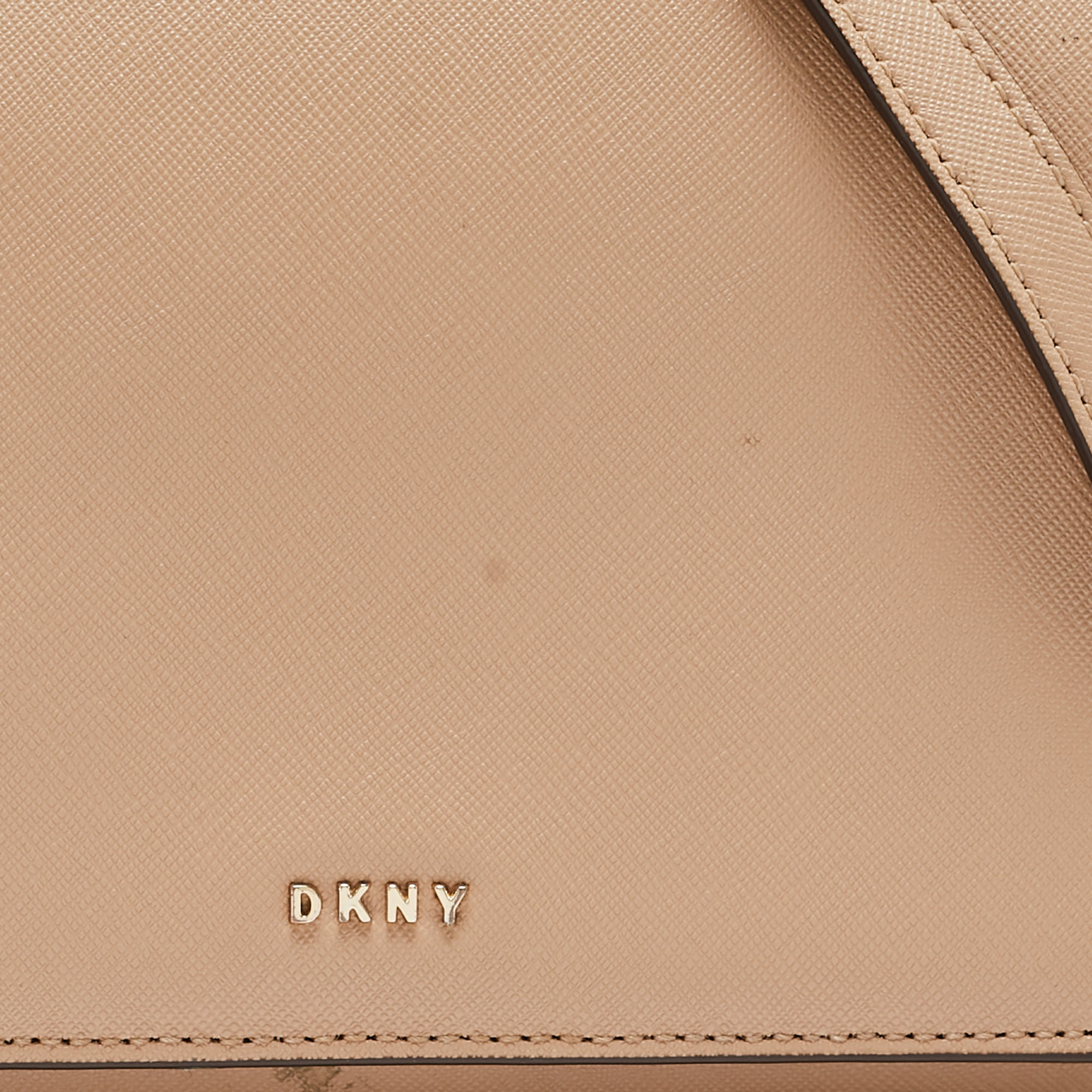 DKNY Beige Saffiano Leather Bryant Park Flap Crossbody Bag