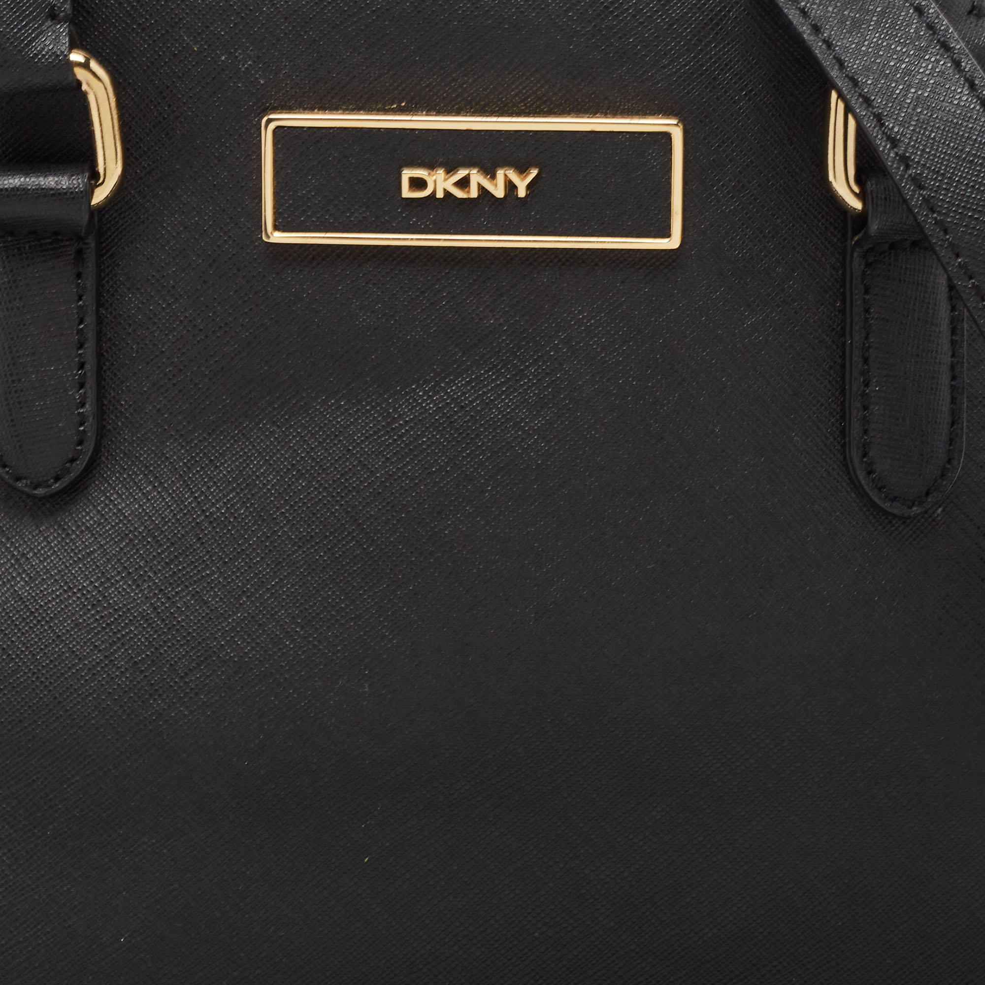 DKNY Black Saffiano Leather Robinson Double Zip Tote