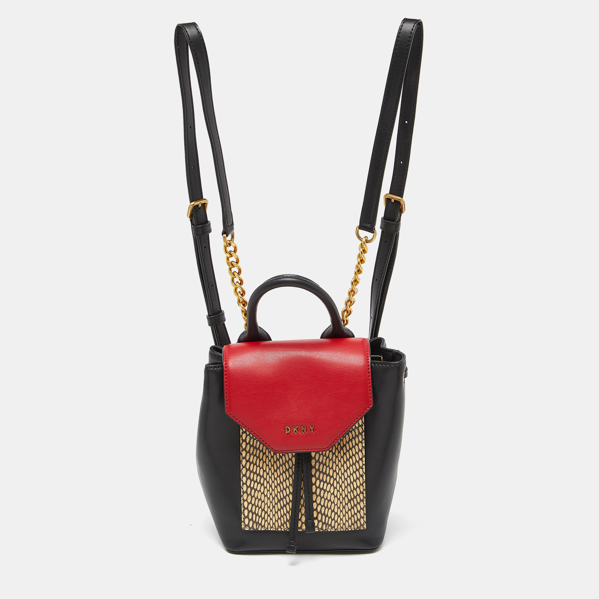 Dkny tricolor embossed leather small alexa backpack