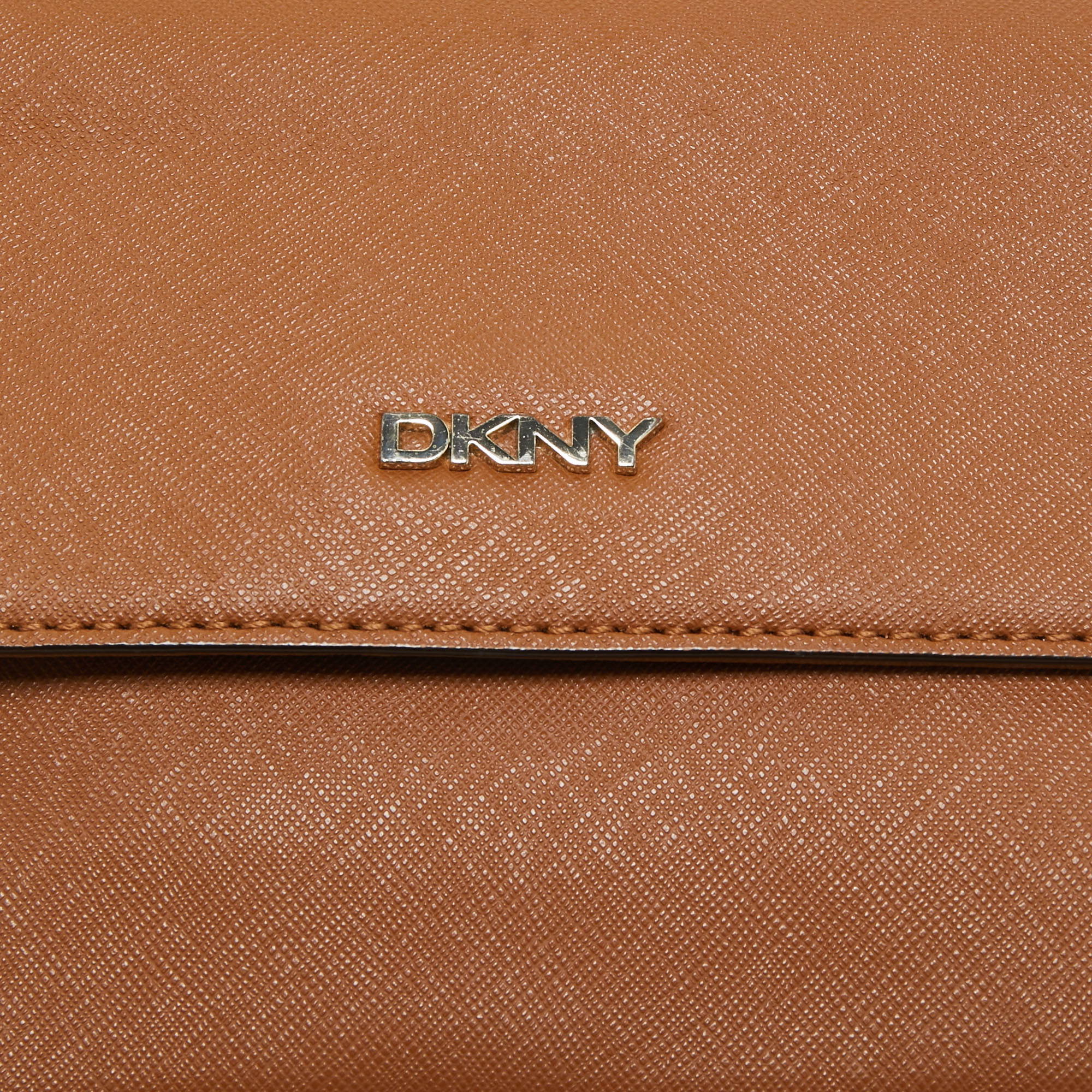 DKNY Brown Leather Bryant Flap Crossbody Bag