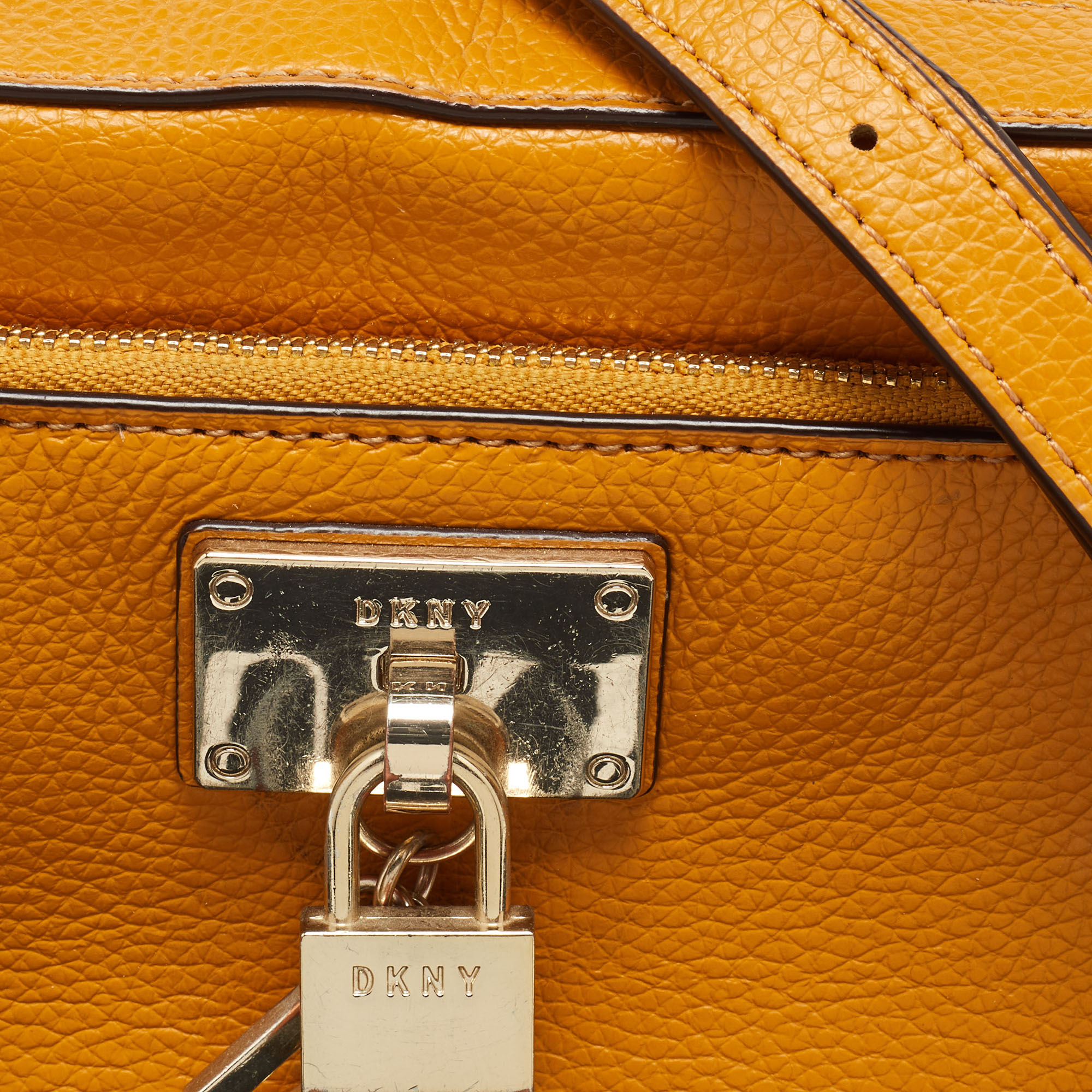 DKNY Mustard Leather Padlock Charm Camera Bag