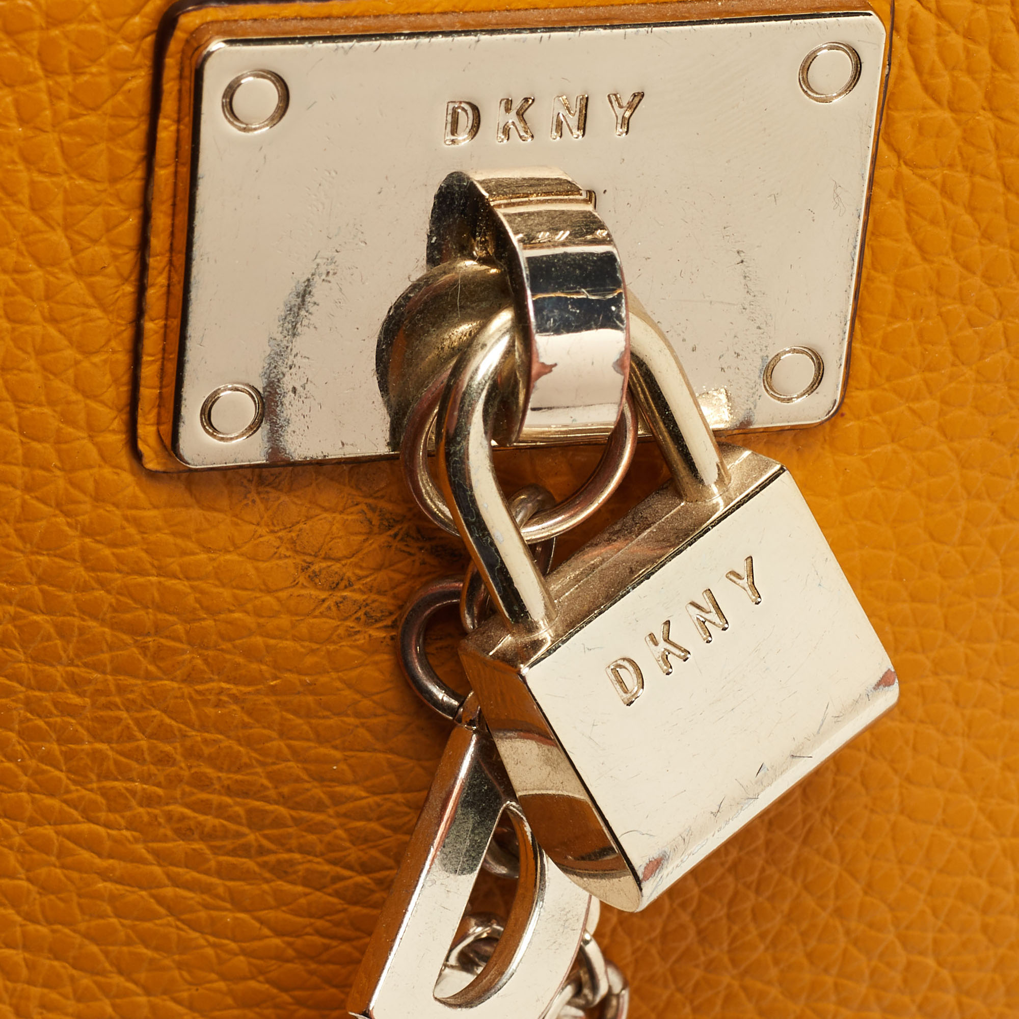 DKNY Mustard Leather Padlock Charm Camera Bag
