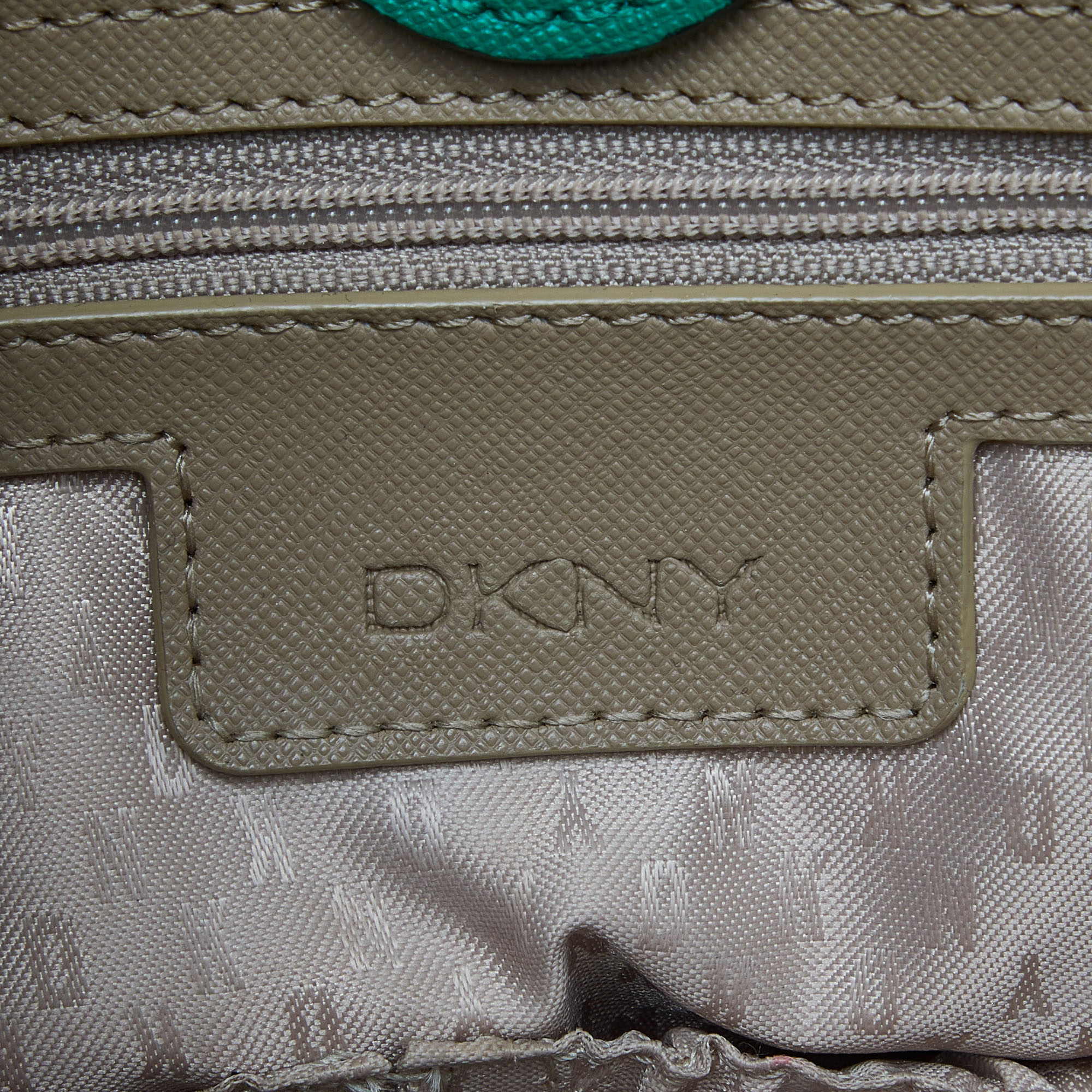 DKNY Green Leather Bryant Park Double Zip Tote