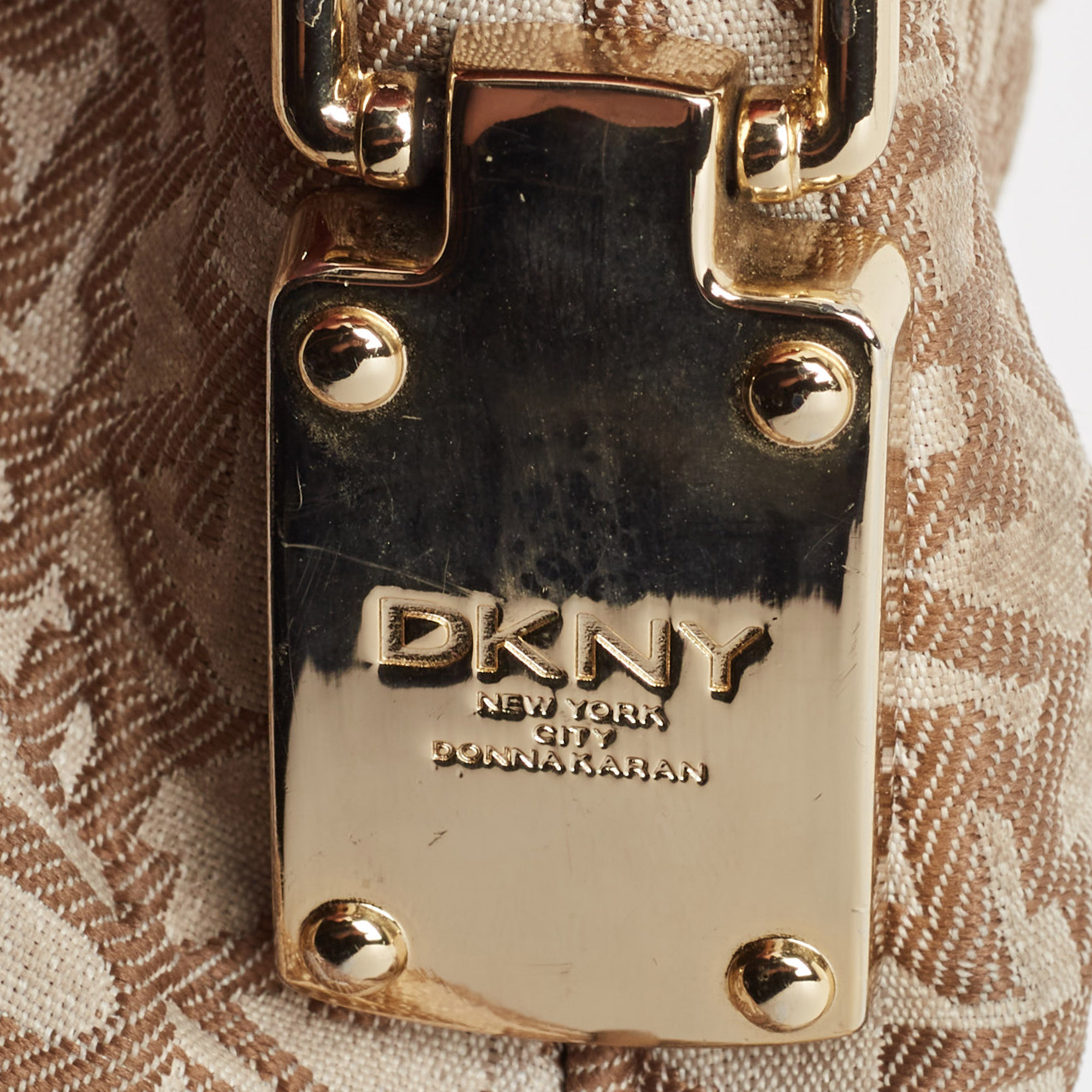 DKNY Brown/Beige Signature Canvas Shoulder Bag