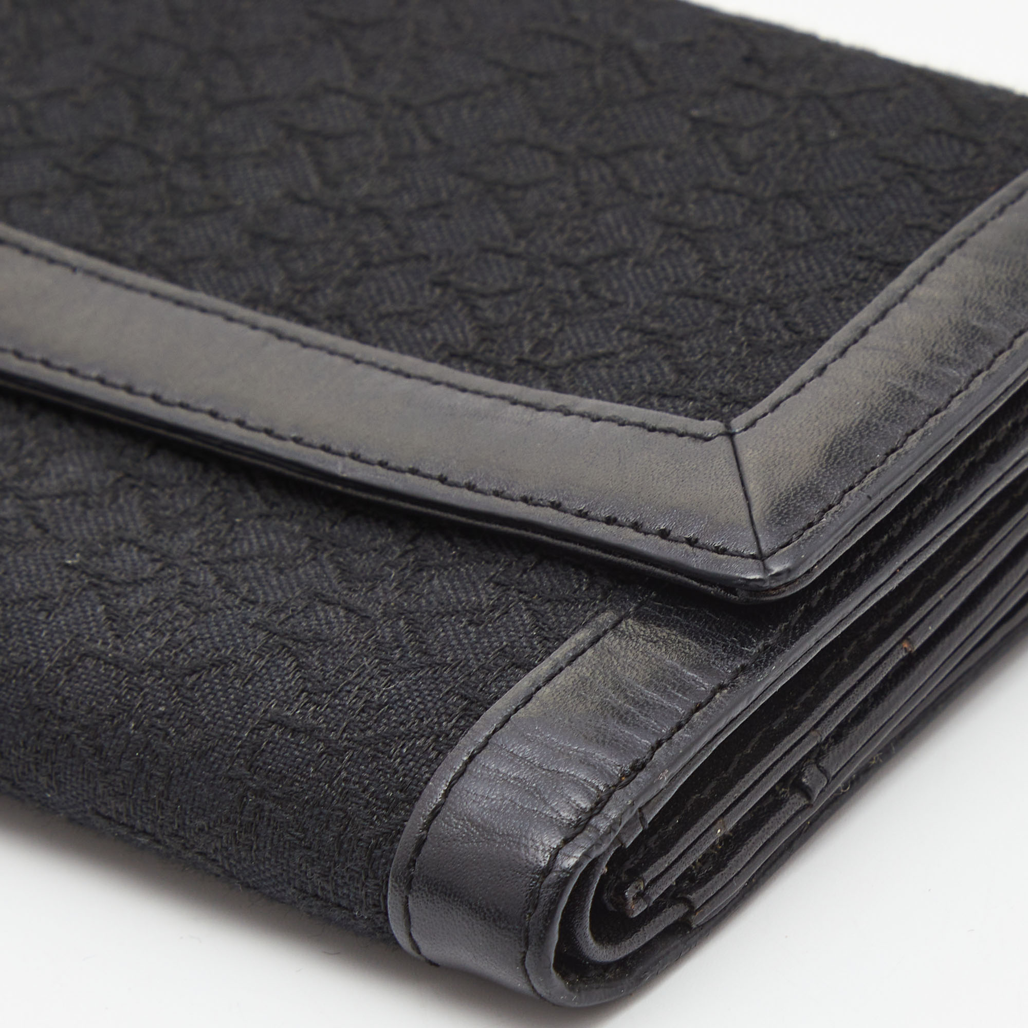 DKNY Black Signature Canvas And Leather Continental Wallet