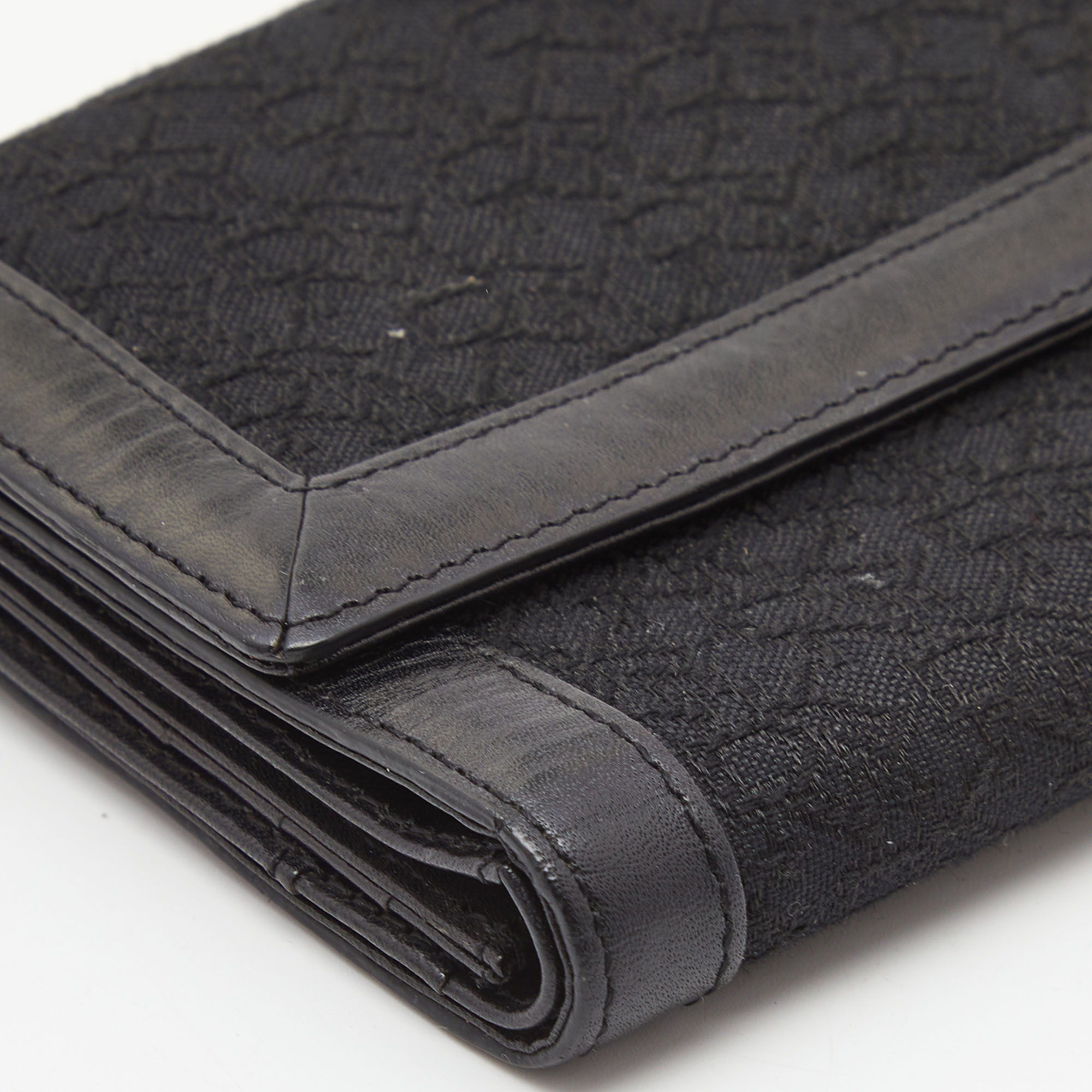 DKNY Black Signature Canvas And Leather Continental Wallet