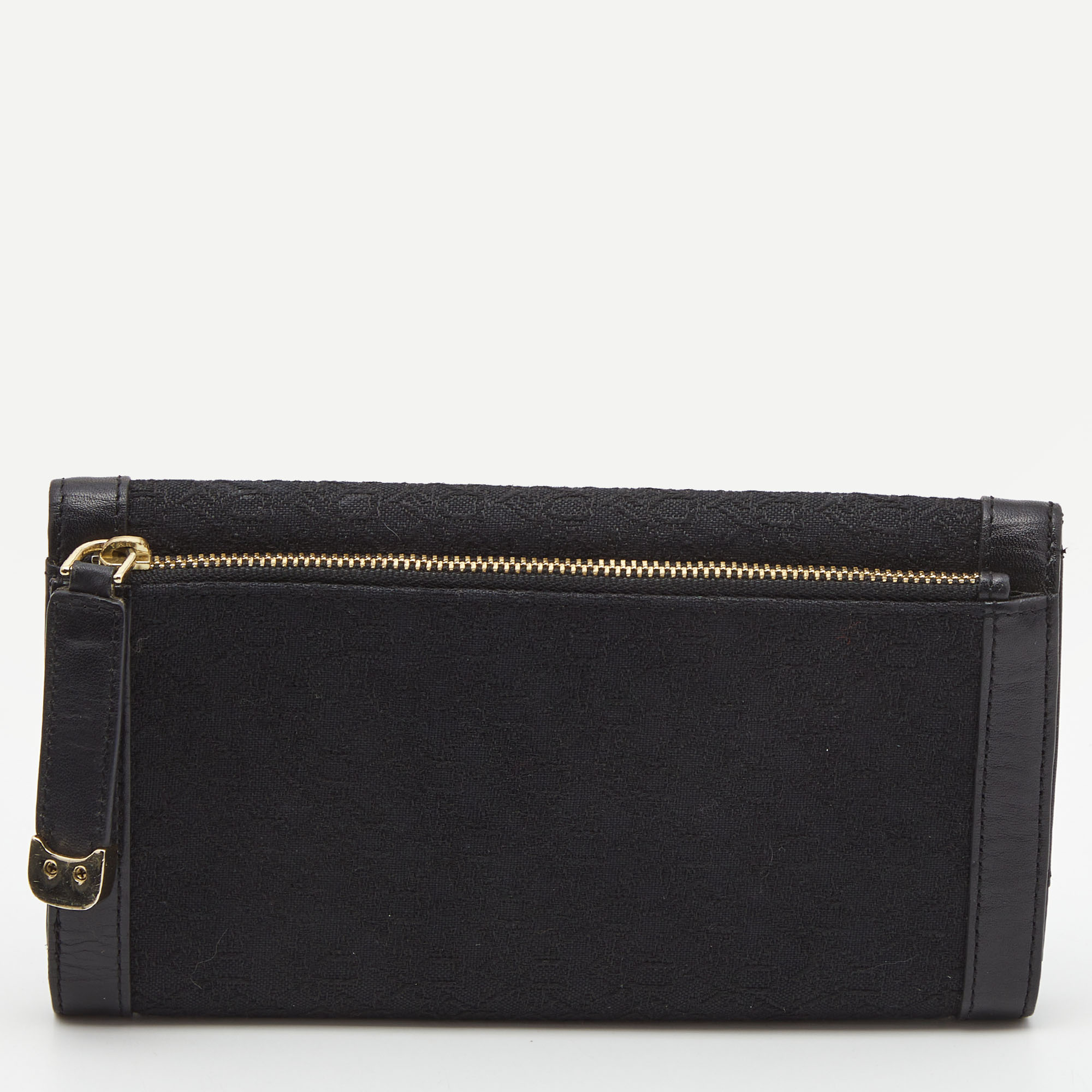 DKNY Black Signature Canvas And Leather Continental Wallet