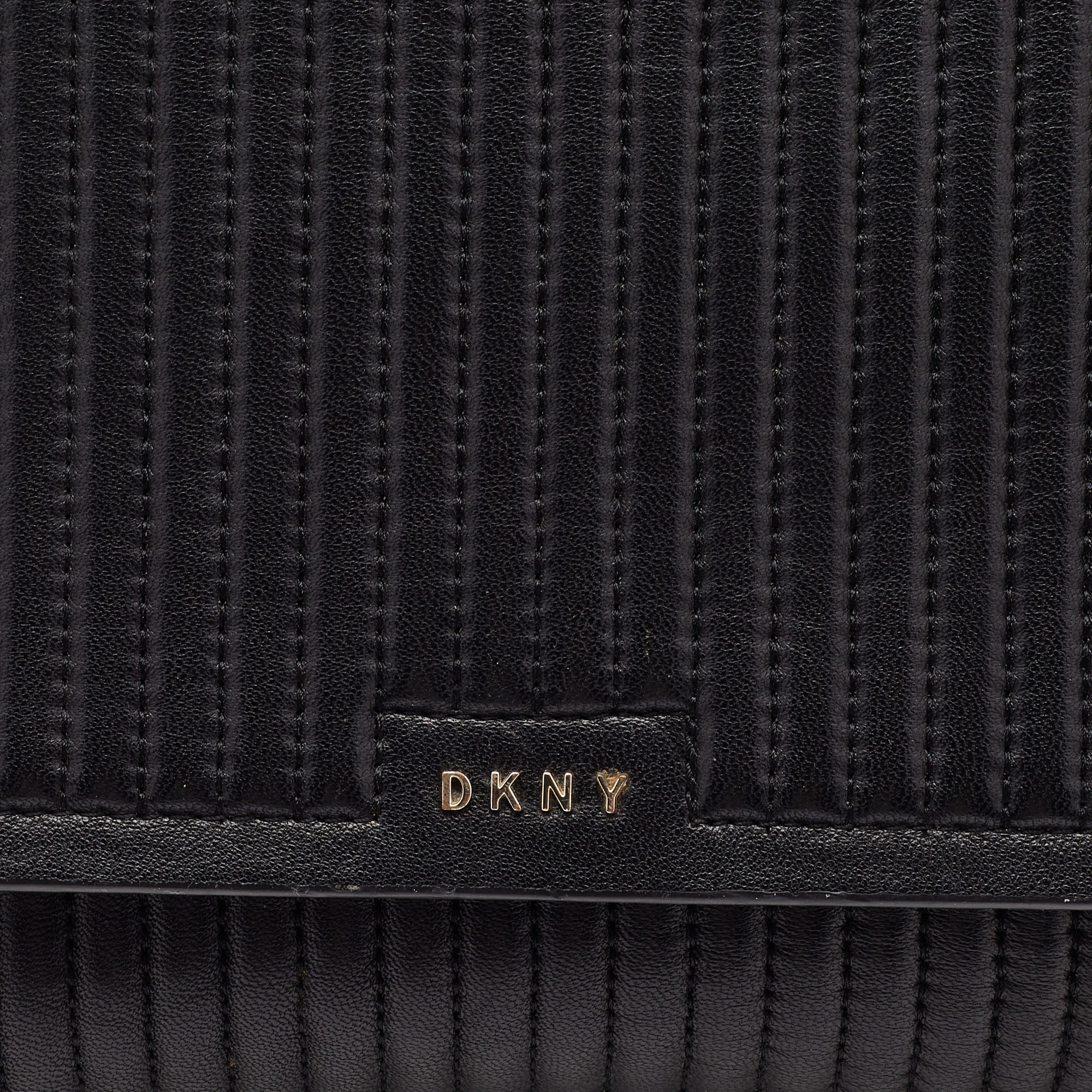 DKNY Black Quilted Leather Gansevoort Flap Top Handle Bag