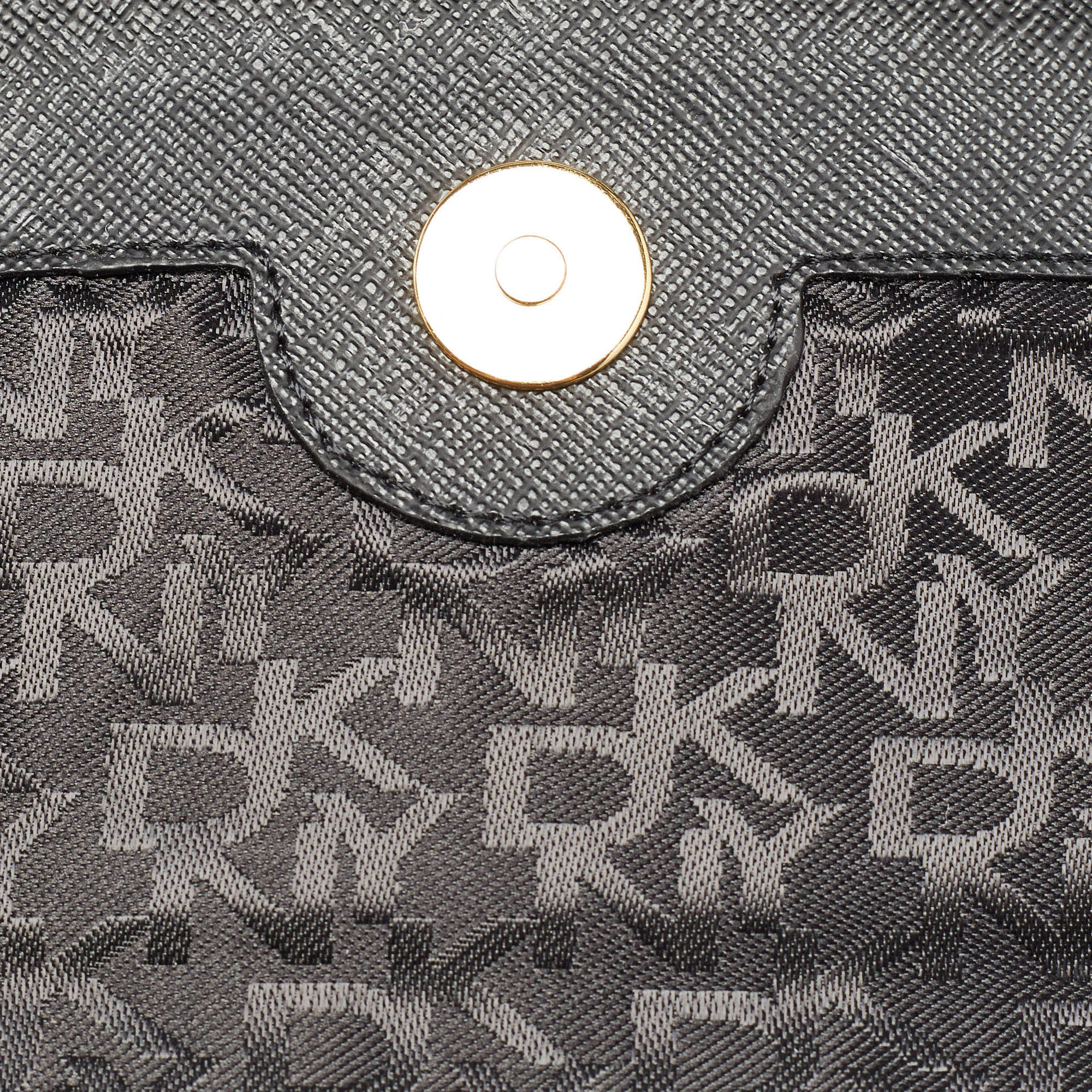 DKNY Black Leather Logo Flap Shoulder Bag