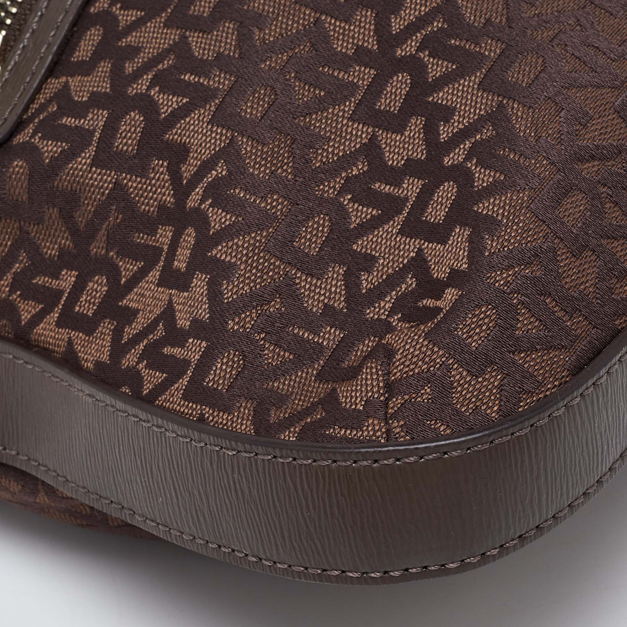 DKNY Brown Monogram Canvas And Leather Crossbody Bag