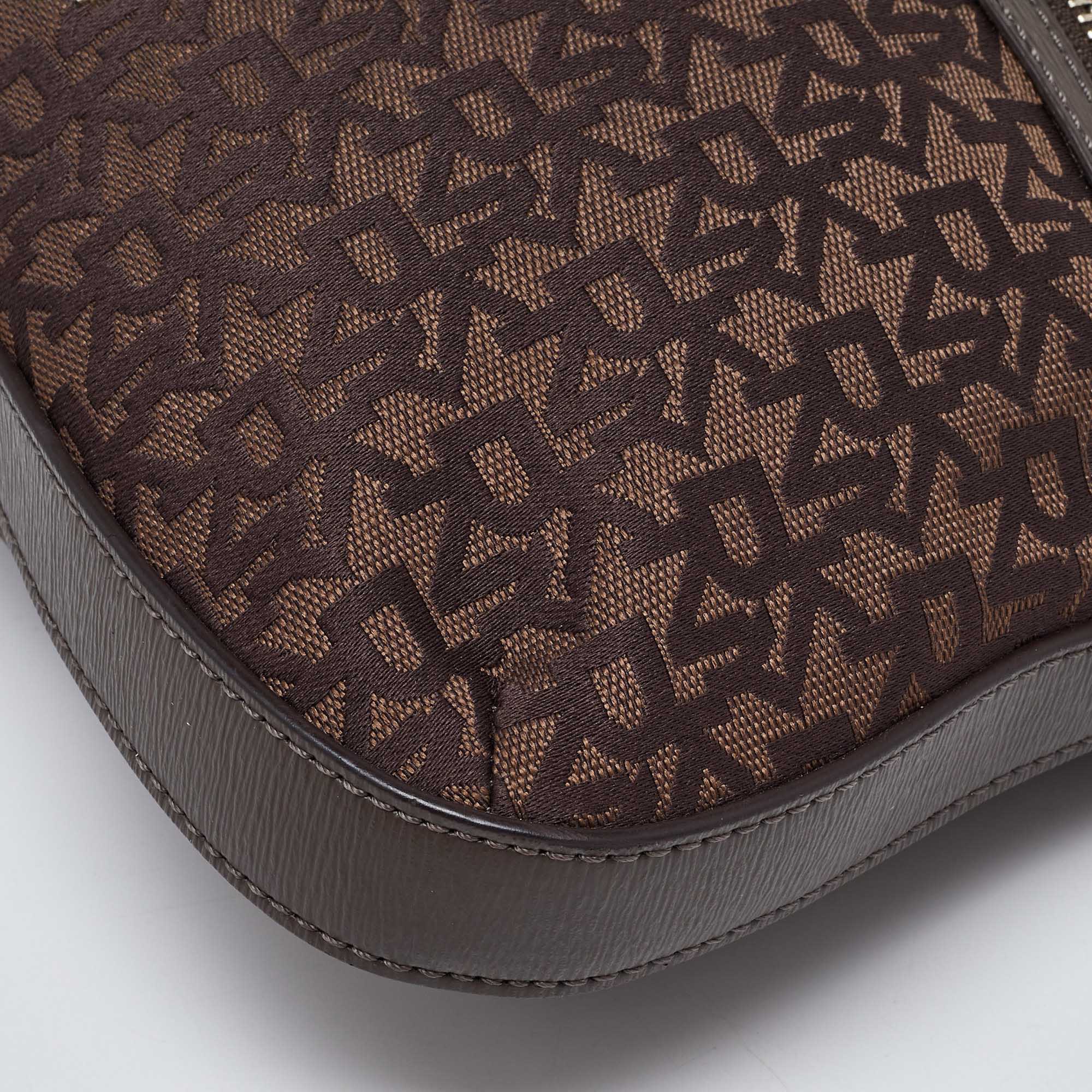 DKNY Brown Monogram Canvas And Leather Crossbody Bag