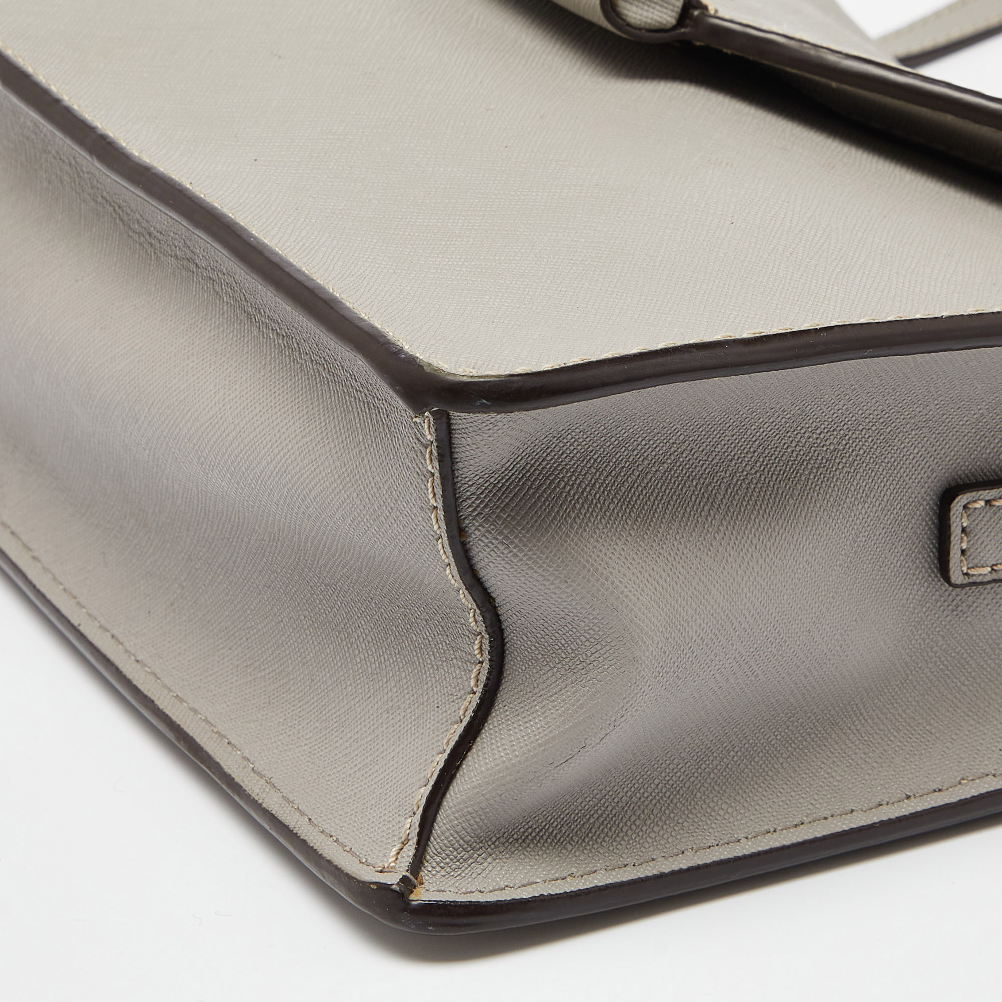 DKNY Grey Leather Flap Crossbody Bag