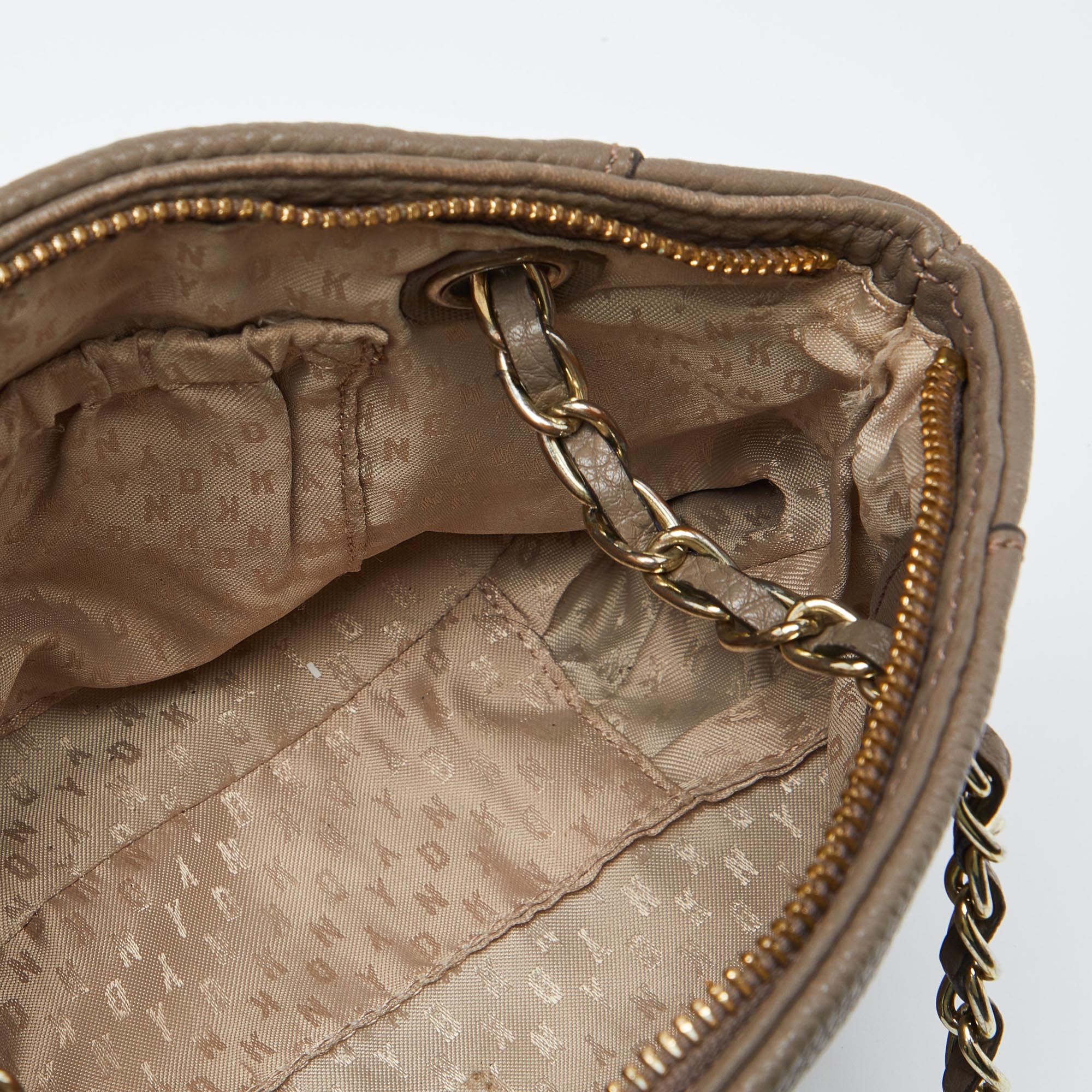 DKNY Beige Leather Chain Shoulder Bag