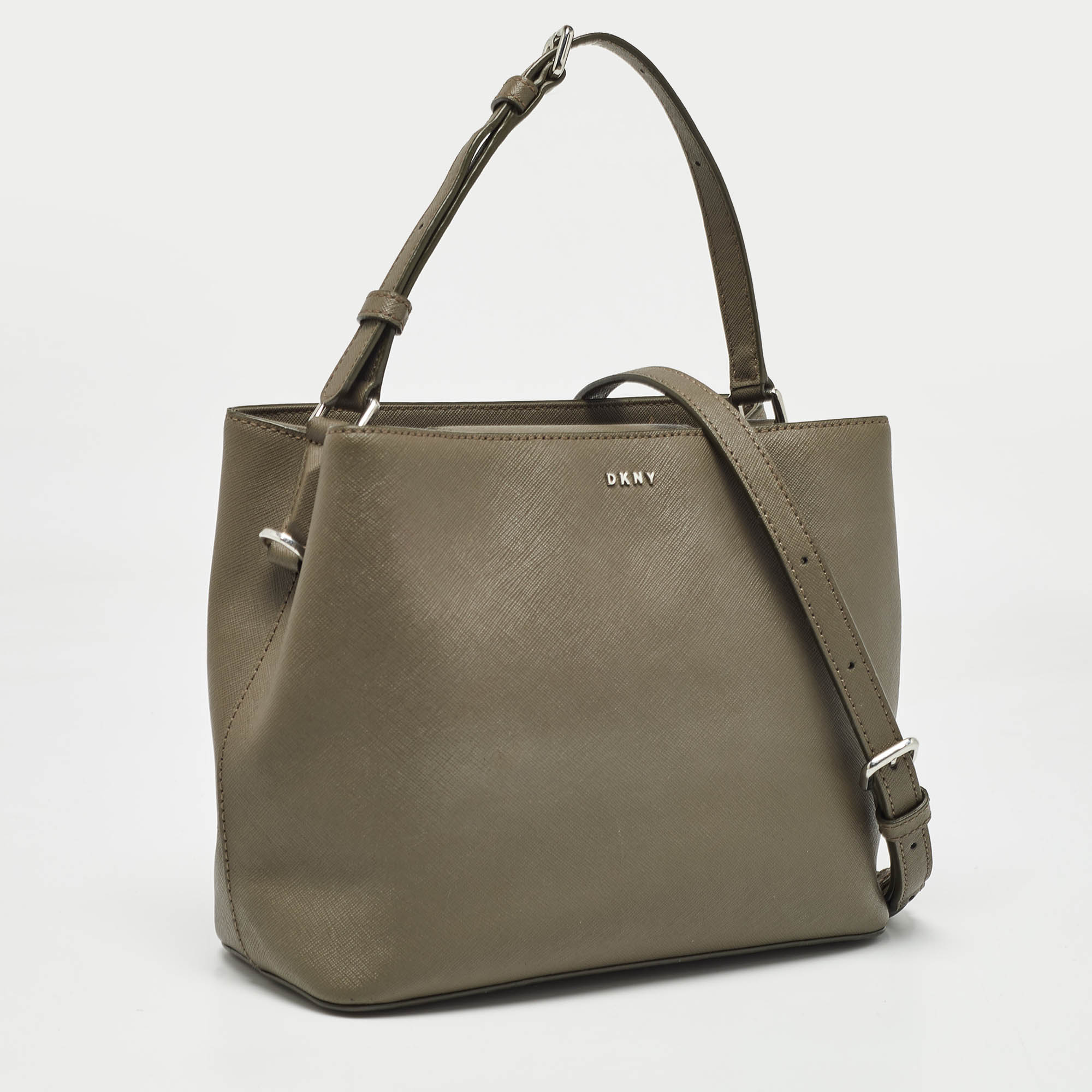 DKNY Beige Leather Bryant Bucket Bag