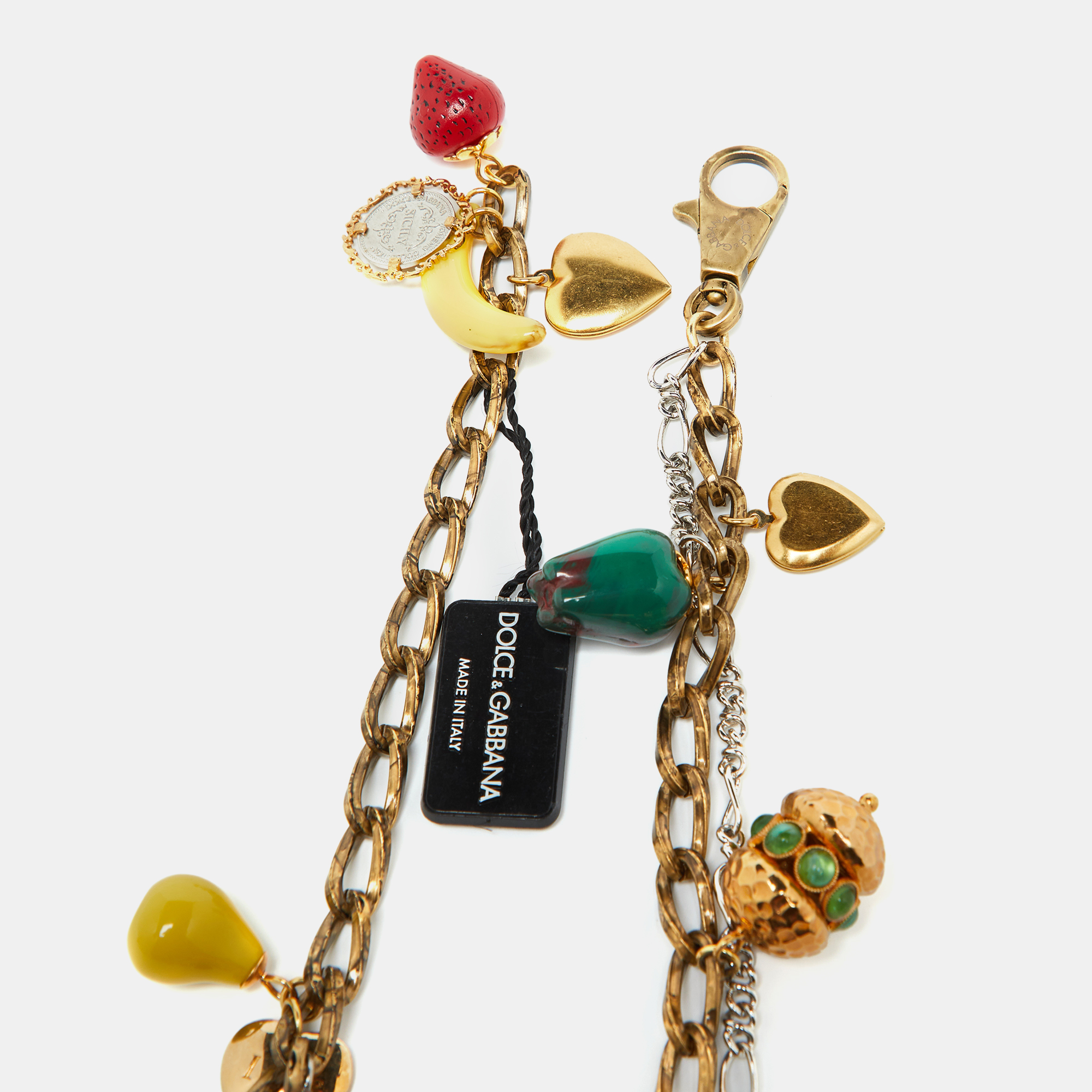 Dolce & Gabbana Two Tone Heritage Charms Chain Belt