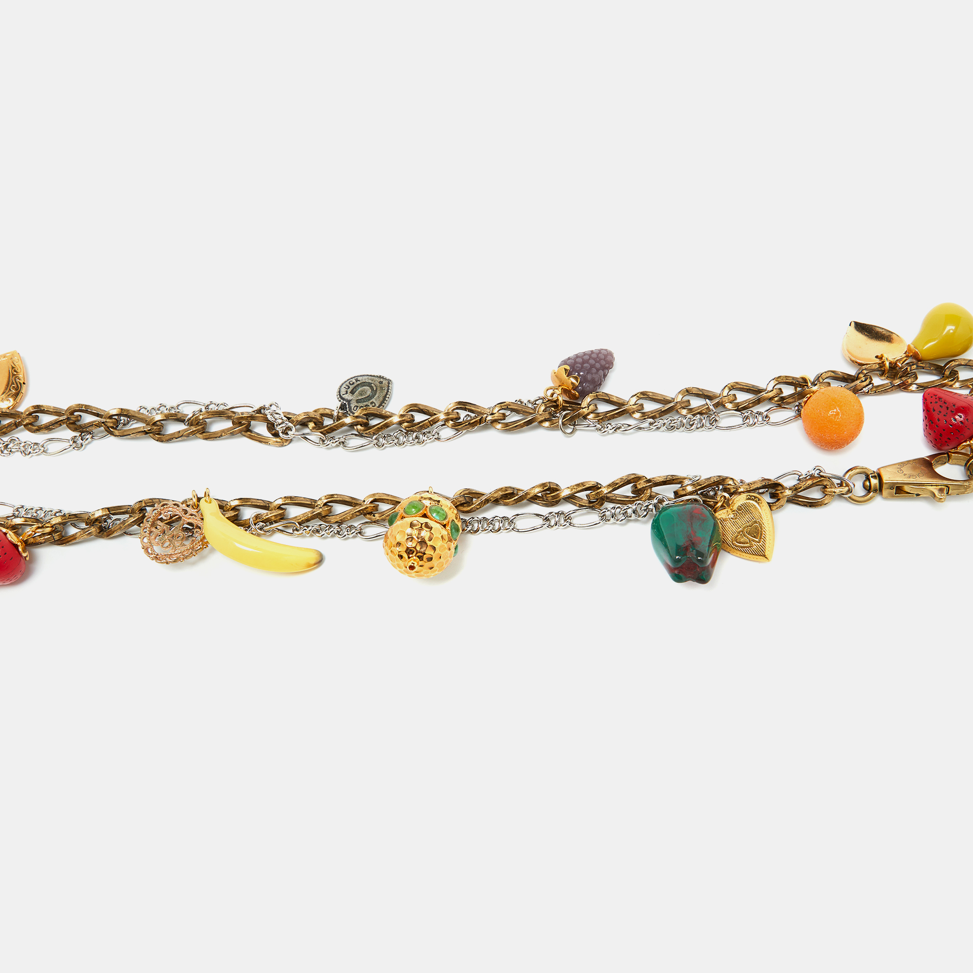 Dolce & Gabbana Two Tone Heritage Charms Chain Belt