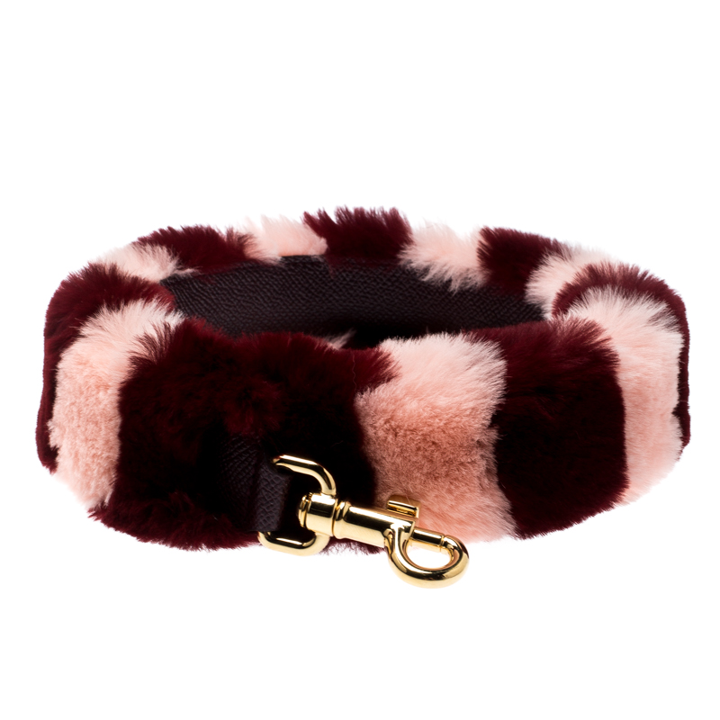 Dolce and Gabbana Red/Pink Rabbit Fur and Leather Bag Strap 
Dolce and Gabbana Red/Pink Rabbit Fur and Leather Bag Strap