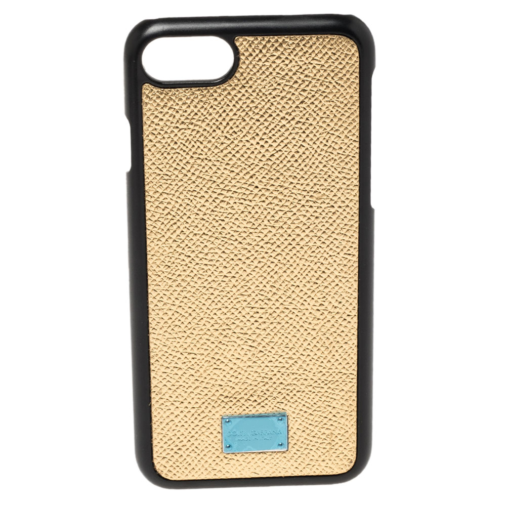 Dolce & Gabbana Metallic Gold Leather iPhone 7 Cover