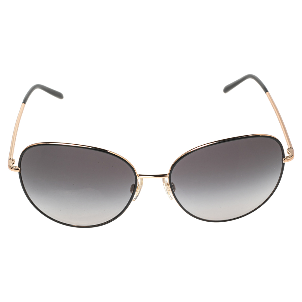 

Dolce & Gabbana Black/Rose Gold Tone DG 2194 Oval Gradient Sunglasses