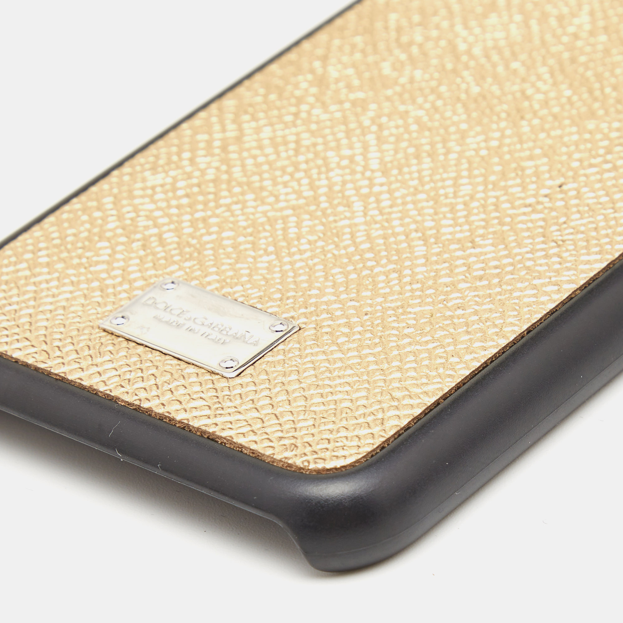 Dolce & Gabbana Gold/Black Leather Phone Case