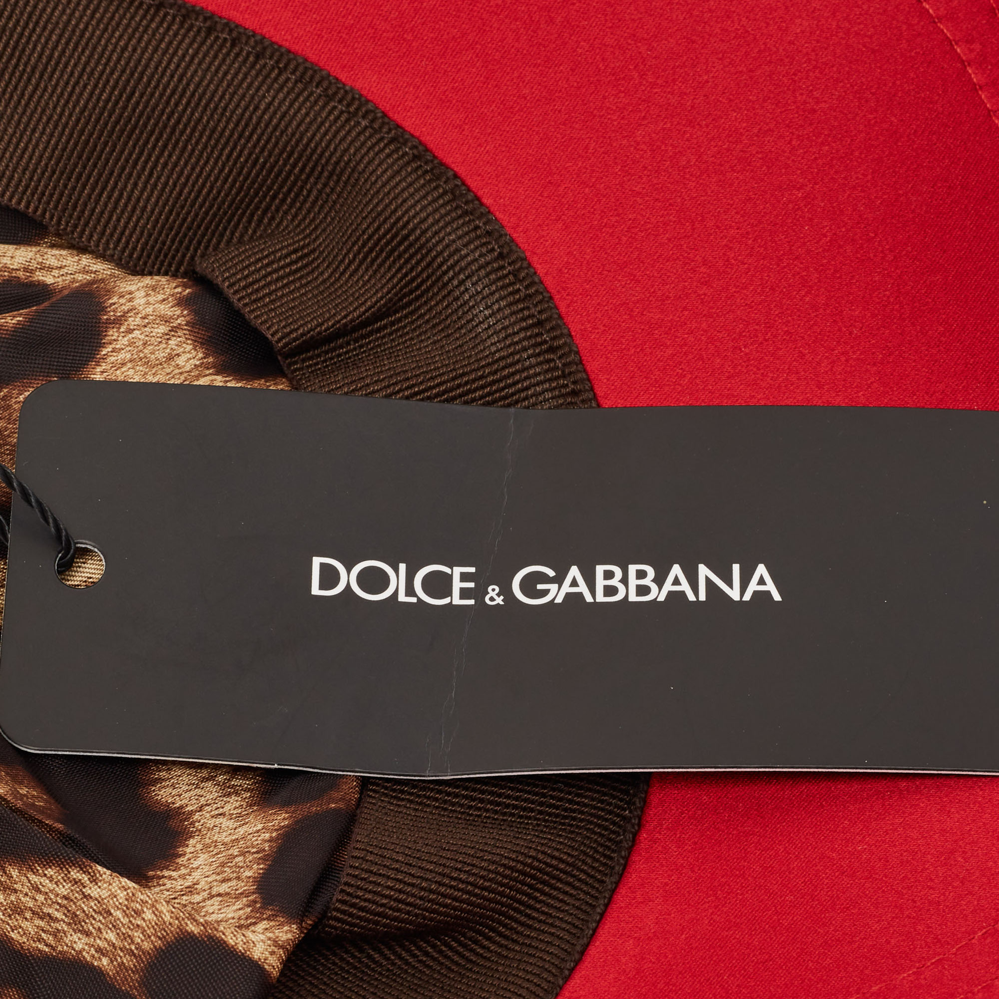 Dolce & Gabbana Vintage Red Satin Logo Patch Cap Size 57