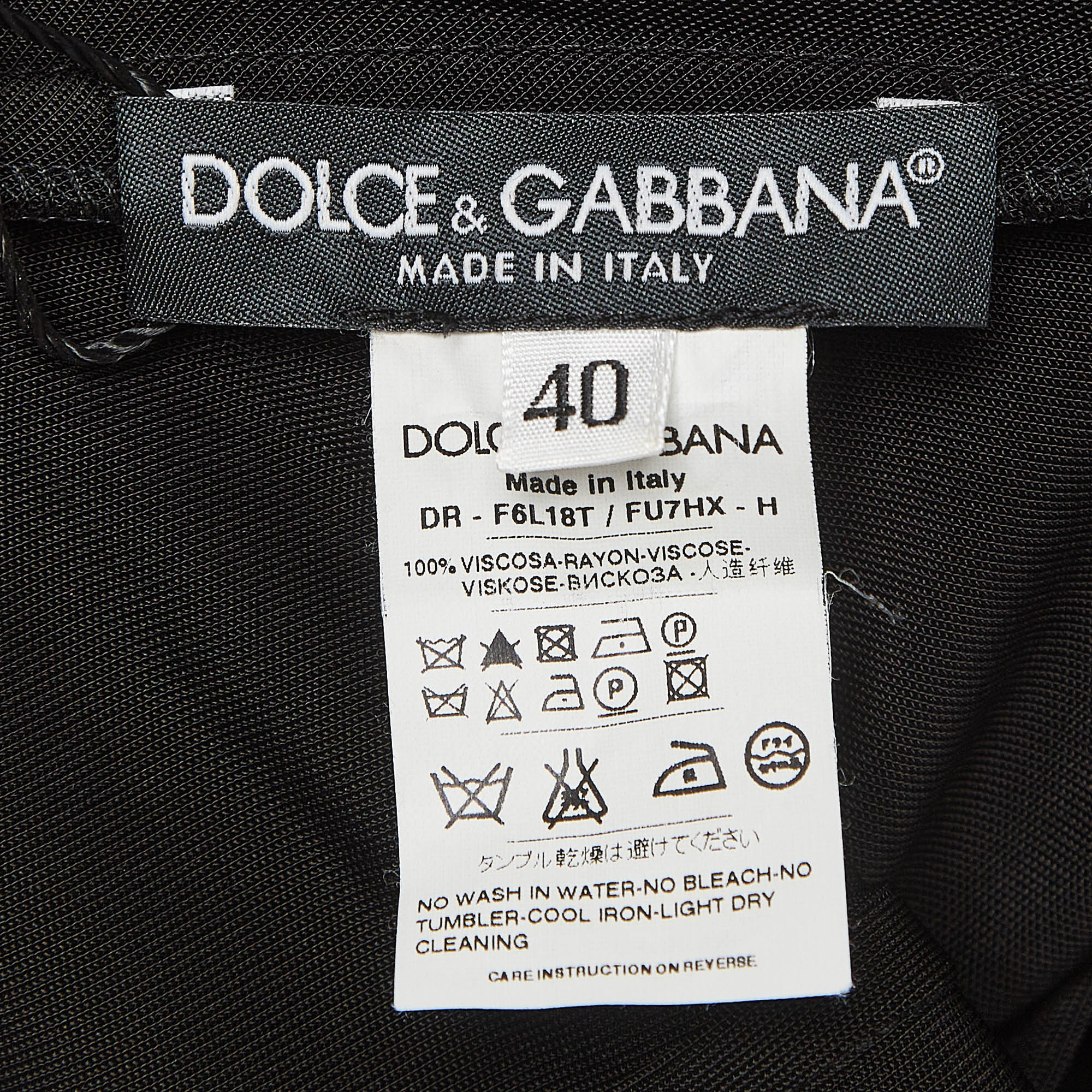 Dolce & Gabbana Black Jersey V-Neck Midi Dress S