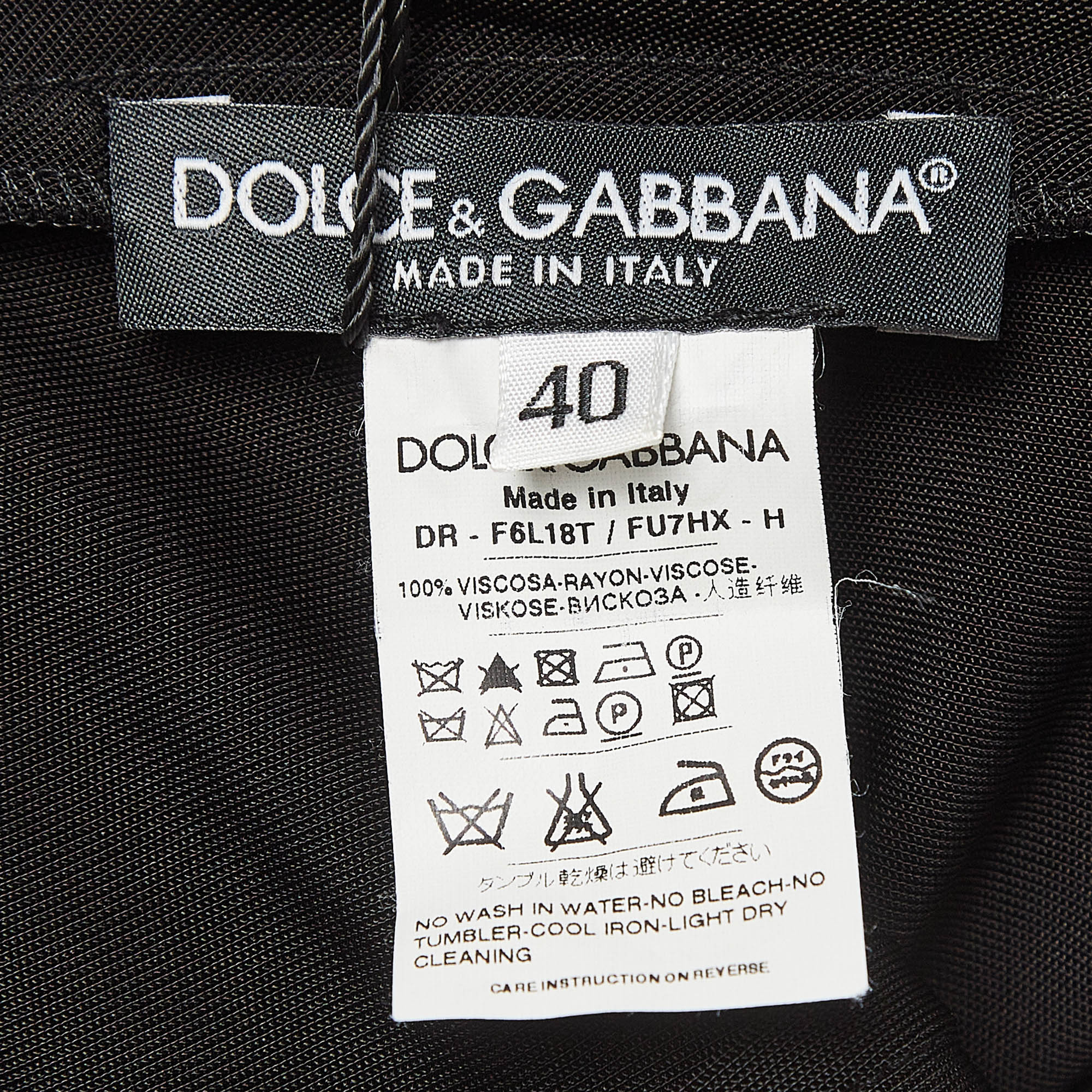 Dolce & Gabbana Black Jersey V-Neck Midi Dress S