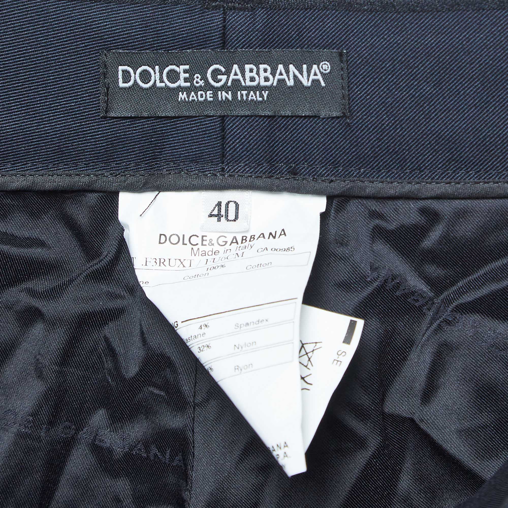 Dolce & Gabbana Navy Blue Gabardine Cropped Trousers S