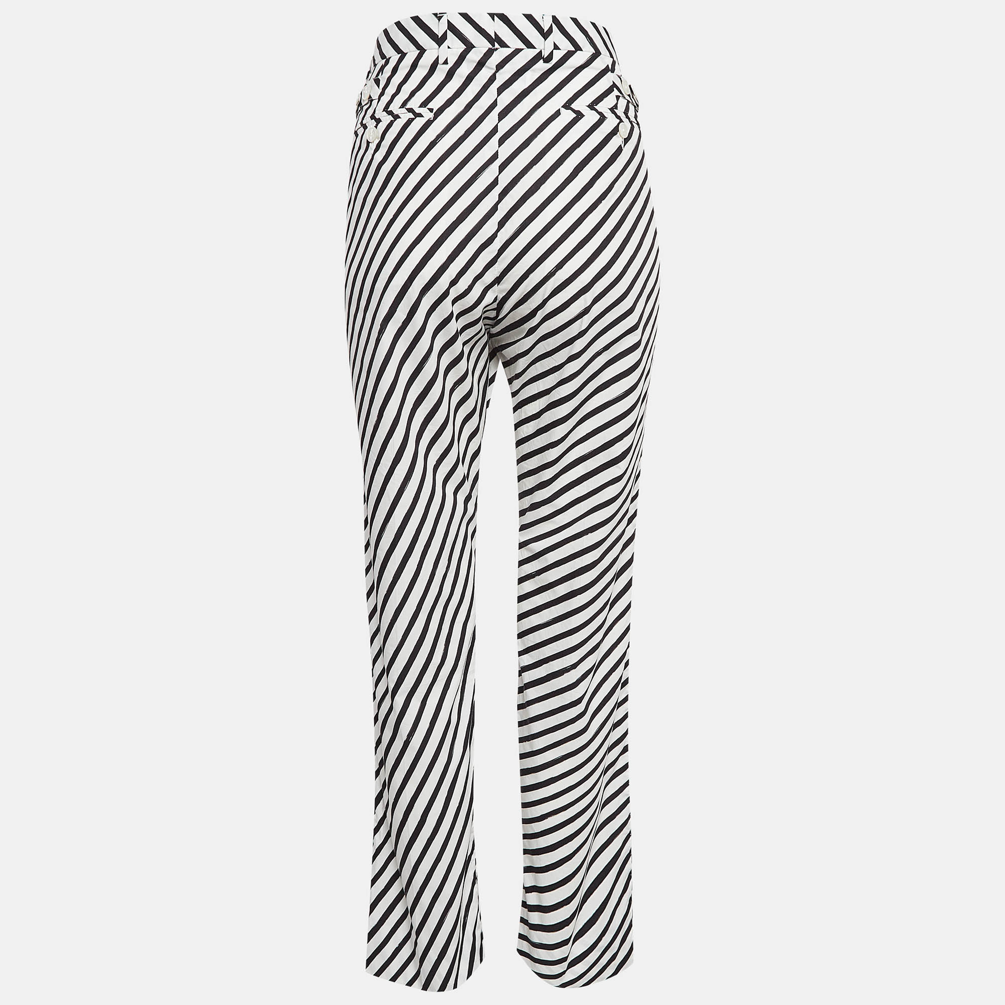 Dolce & Gabbana White Striped Cotton Trousers XL