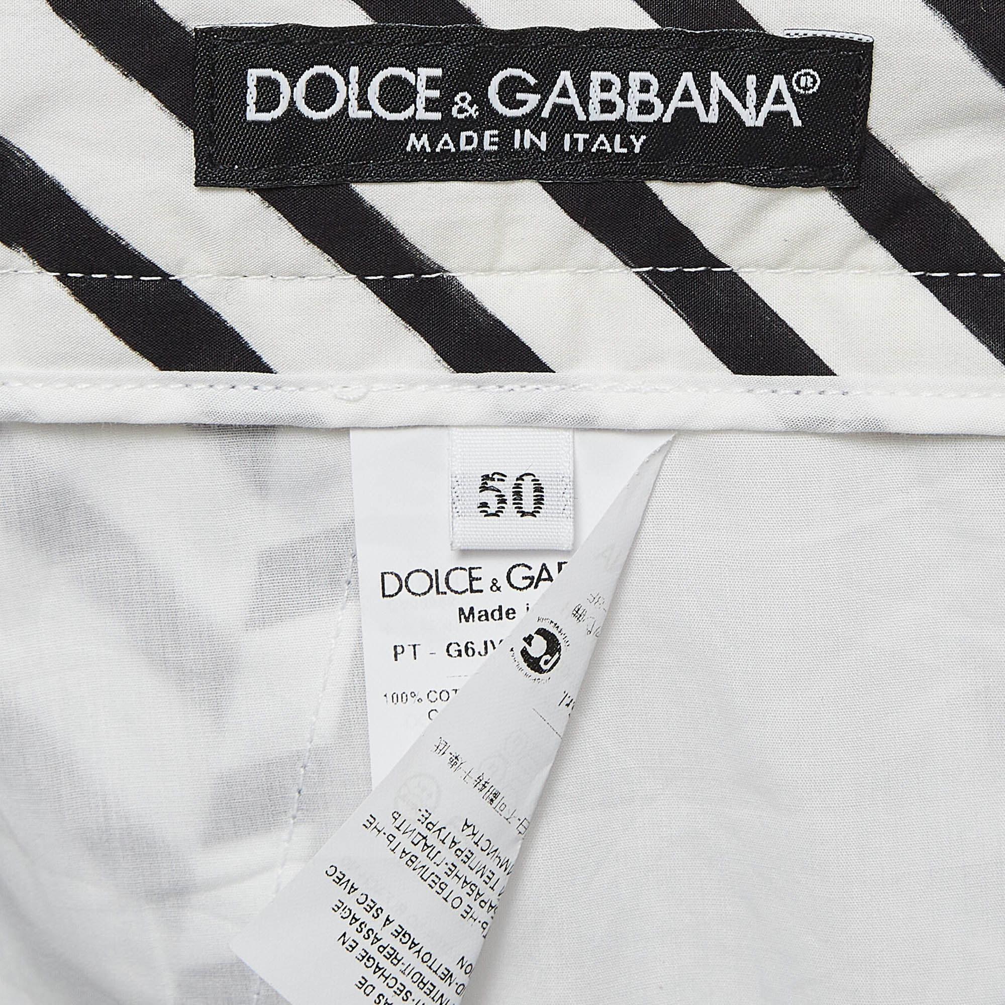 Dolce & Gabbana White Striped Cotton Trousers XL