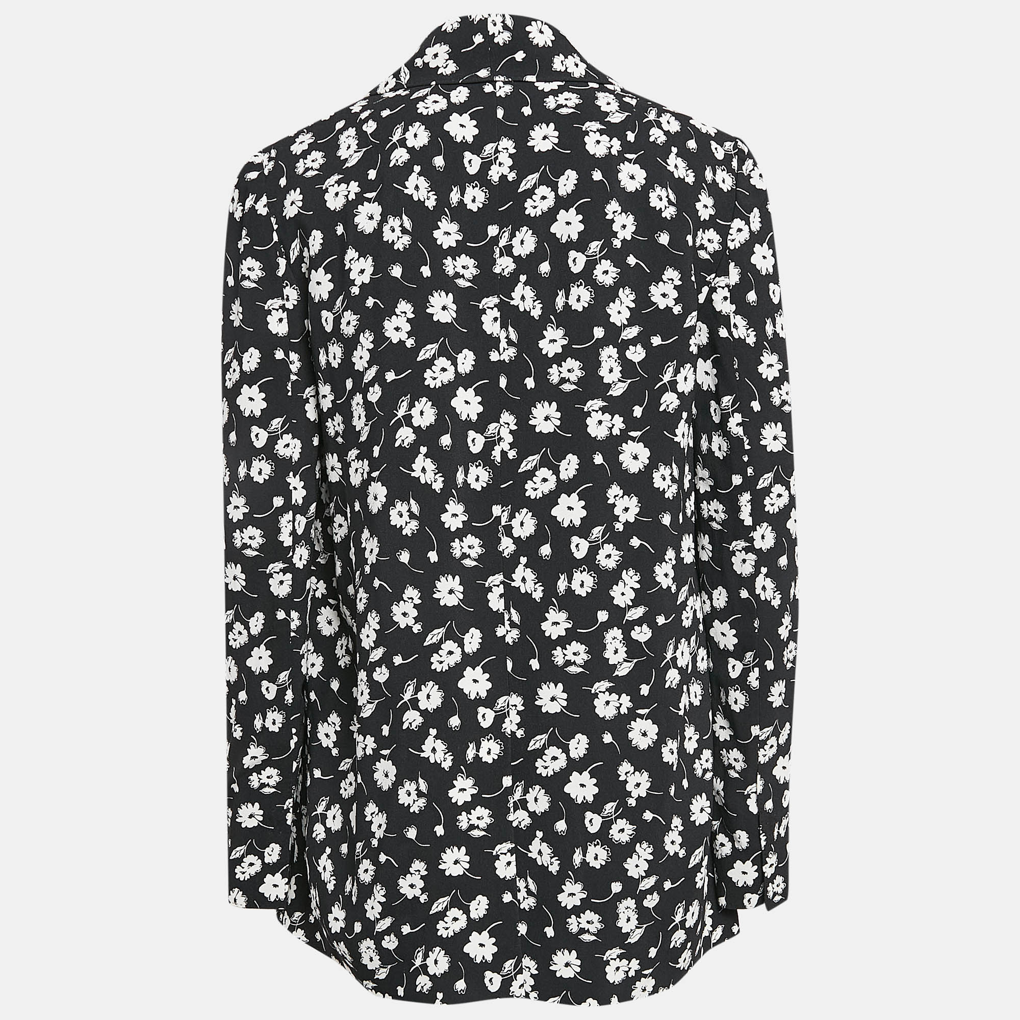 Dolce & Gabbana Black Floral Print Crepe Blazer M