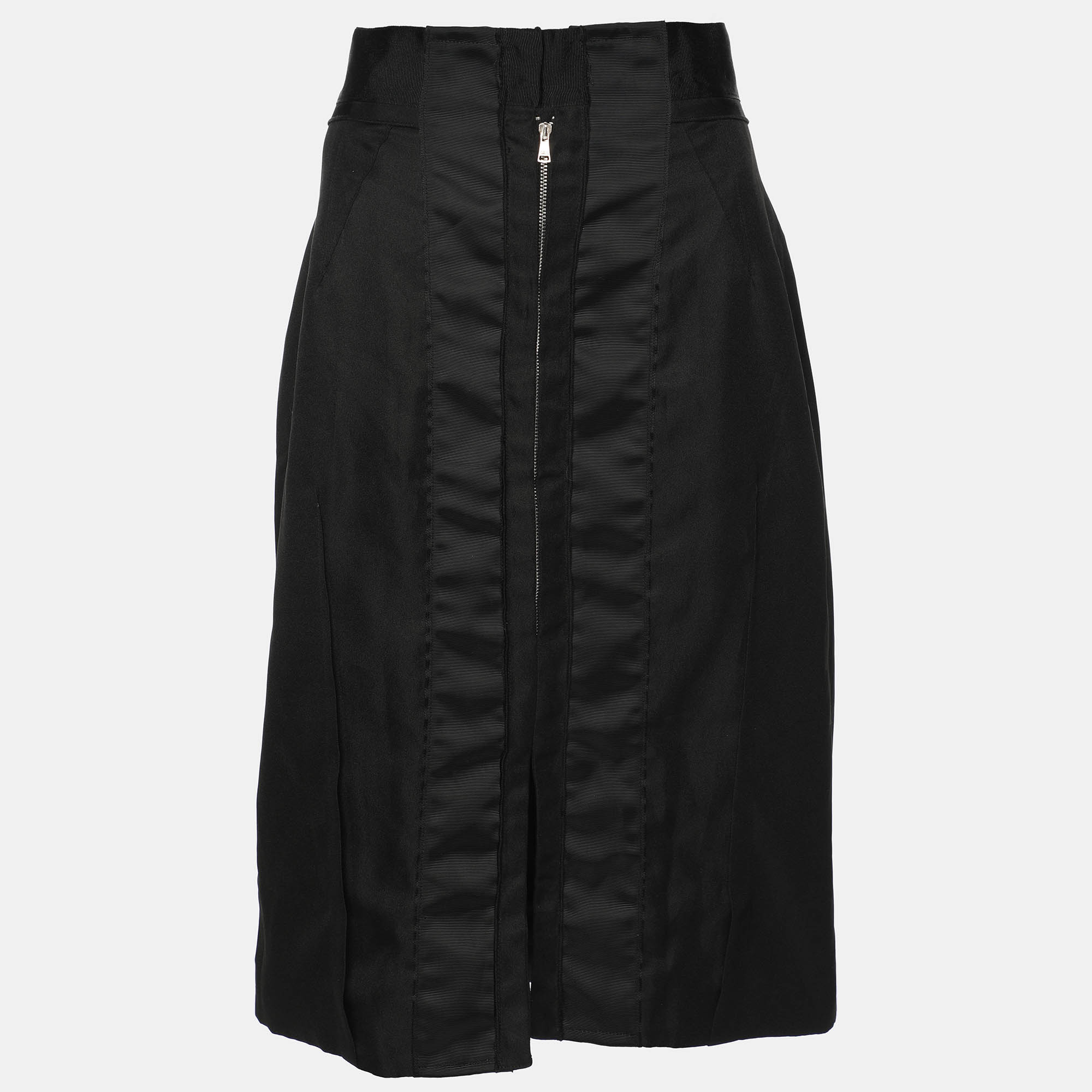 Dolce & Gabbana Black Silk Bow Midi Skirt M