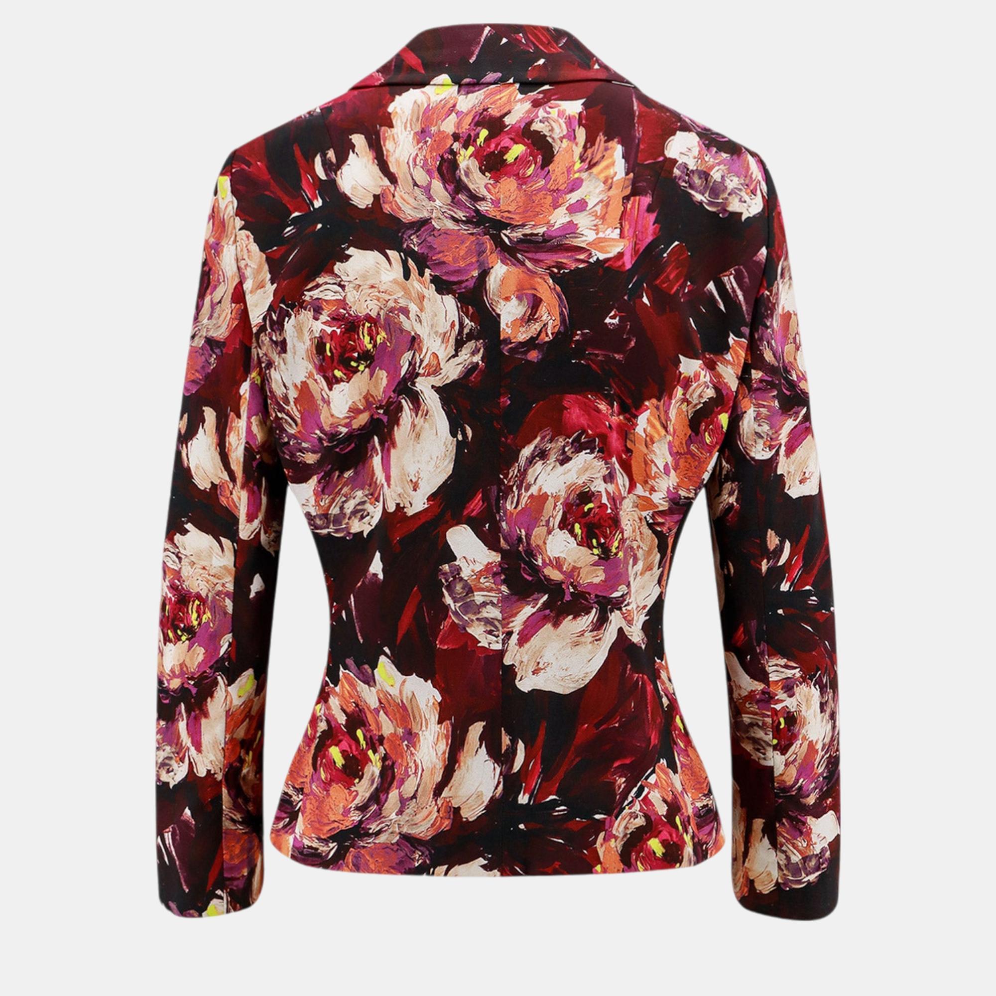 Dolce & Gabbana Multicolor Cady Peonie Flower Print Blazer IT 46