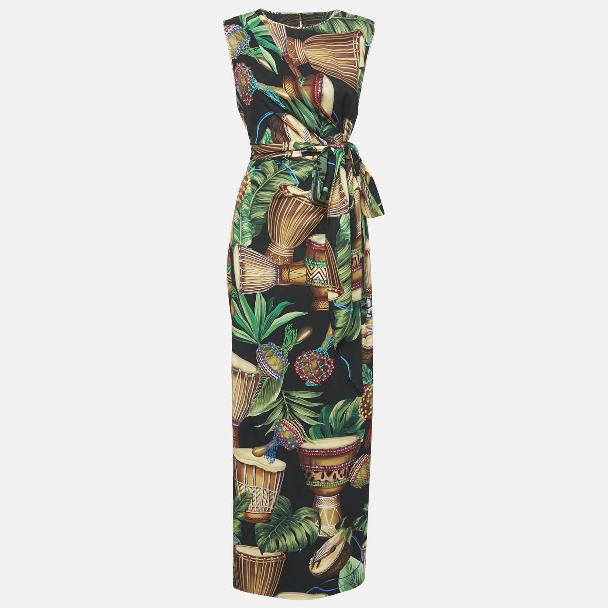 Dolce & Gabbana Black/Multicolor Printed Silk Sleeveless Draped Maxi Dress XL
Dolce & Gabbana Black/Multicolor Printed Silk Sleeveless Draped Maxi Dress XL