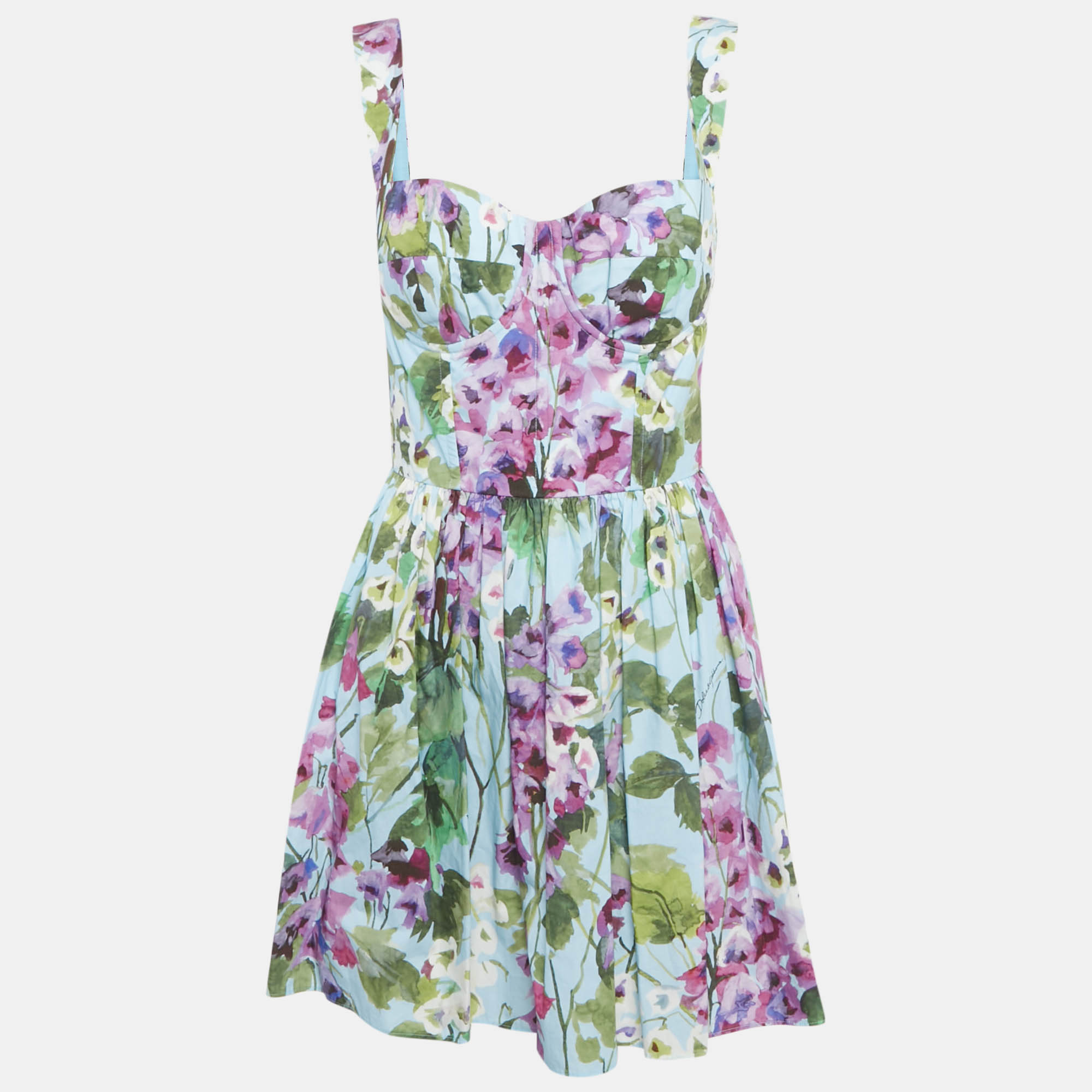 Dolce & Gabbana Blue Bluebell Print Cotton Corset Mini Dress M
Dolce & Gabbana Blue Bluebell Print Cotton Corset Mini Dress M