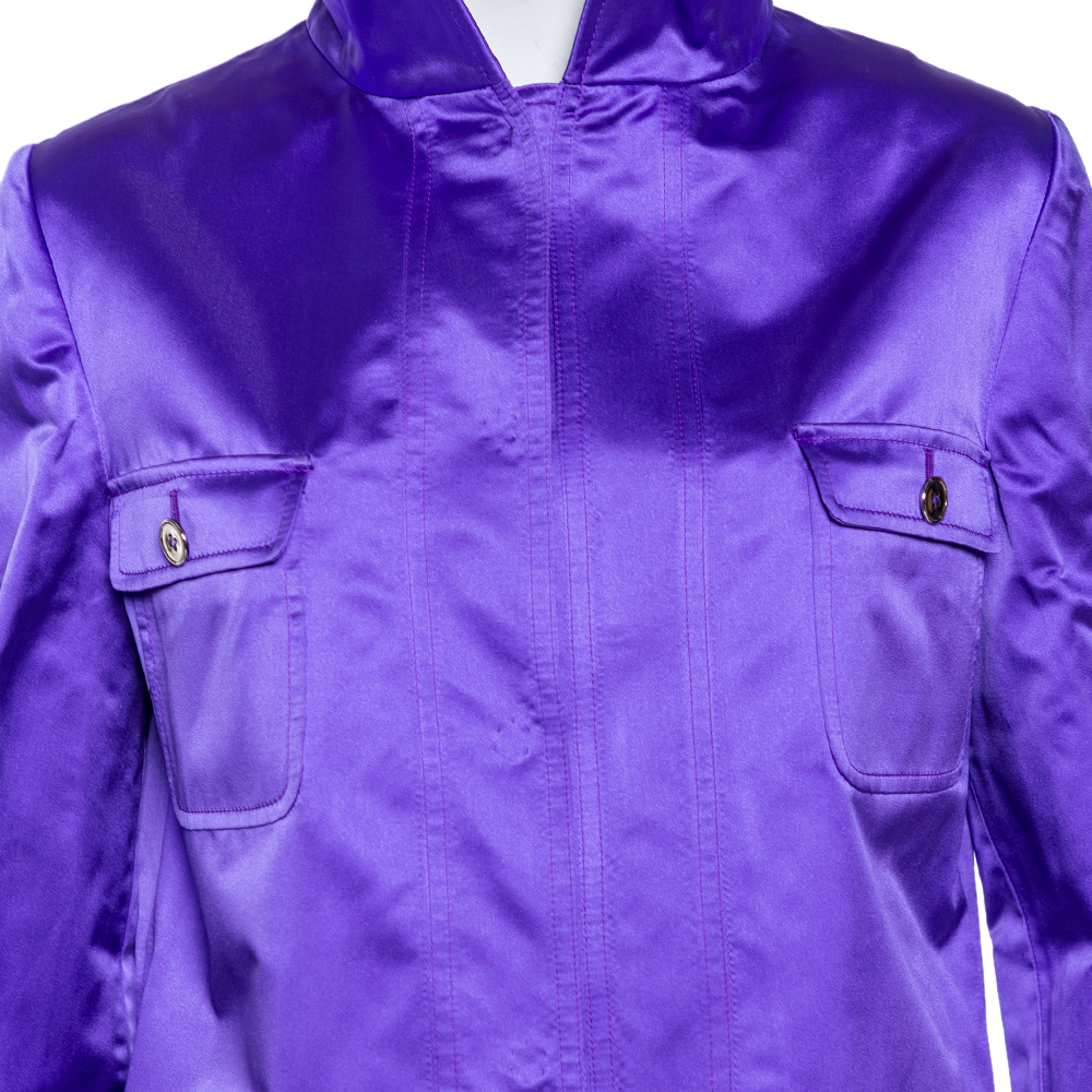 Dolce & Gabbana Purple Silk Satin Button Front Jacket M
