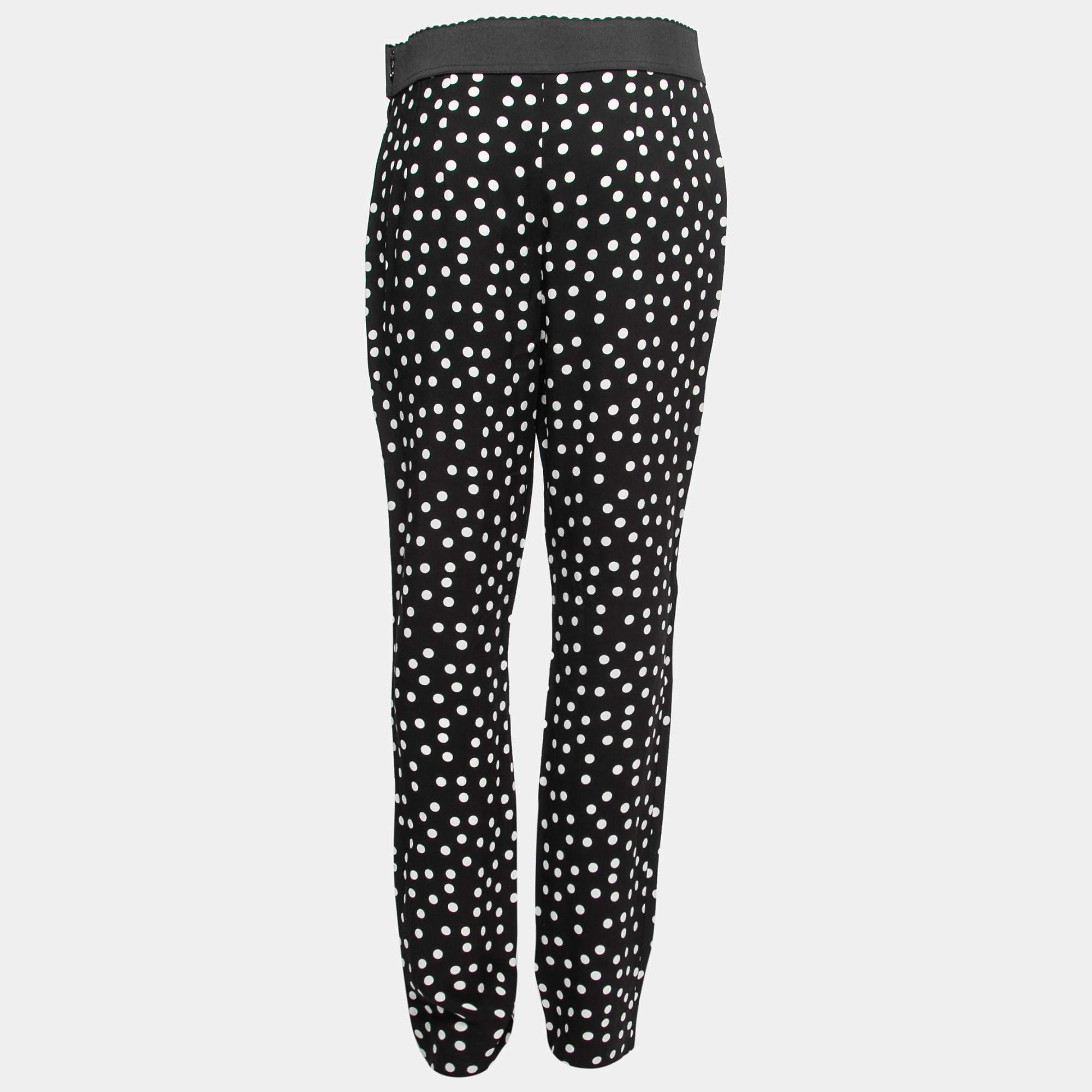 

Dolce & Gabbana Black Polka Dot Printed Crepe Trousers