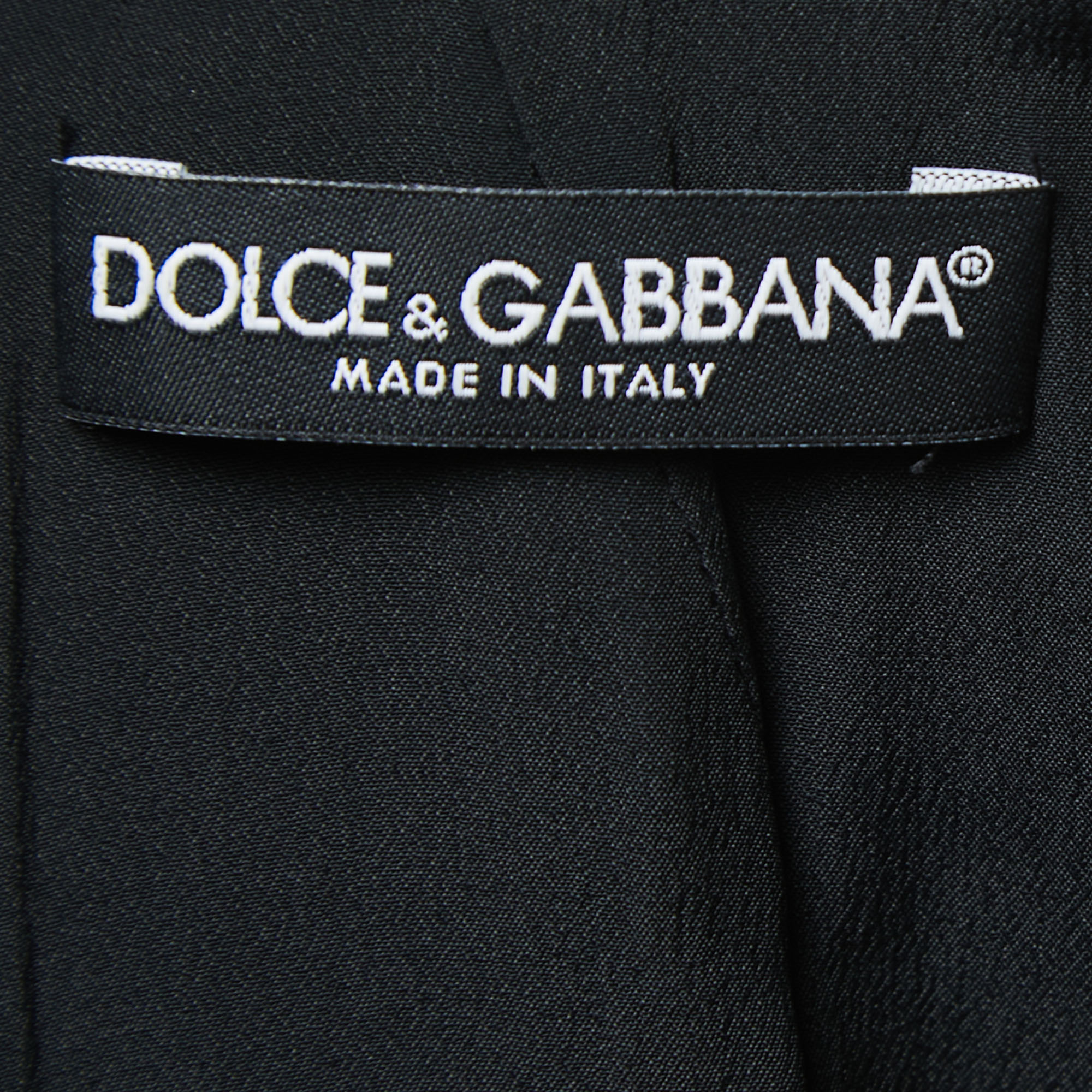 Dolce & Gabbana Black/White Striped Jacquard Cotton Sleeveless Midi Dress XS