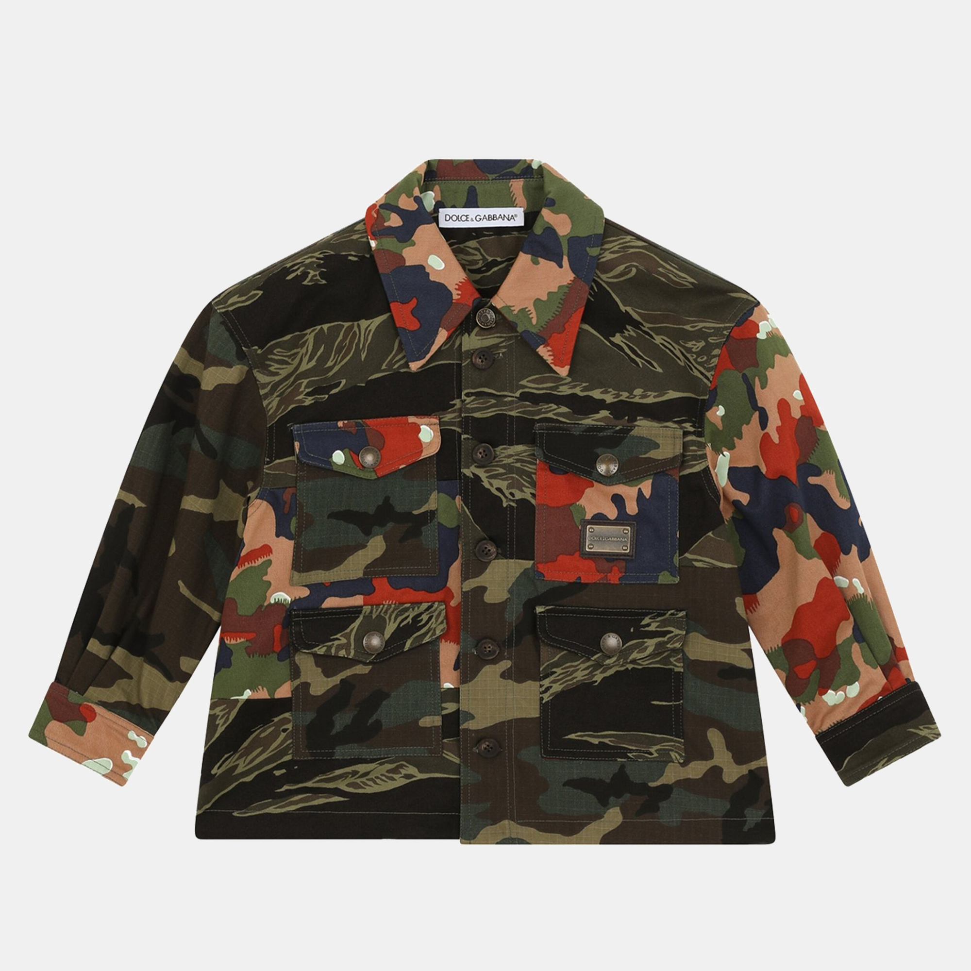 Dolce & gabbana kids camouflage-print cotton gabardine safari jacket