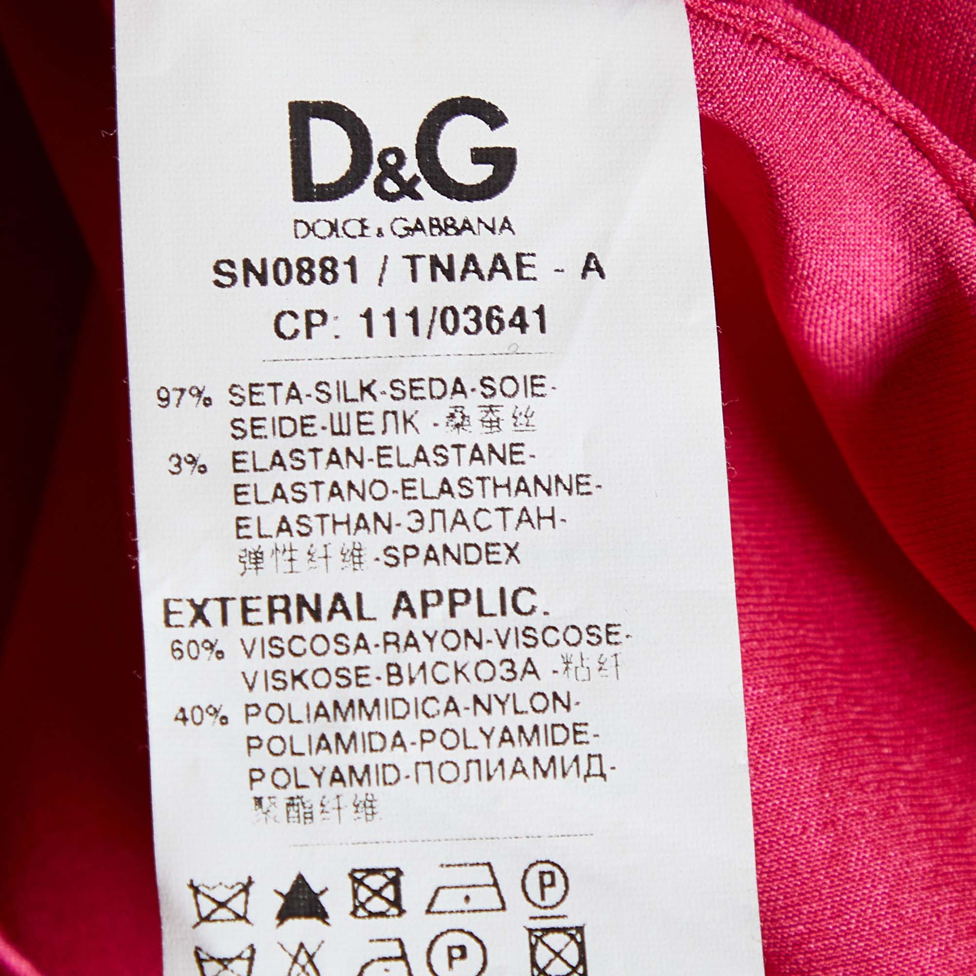 D&G Fuschia Pink Silk Satin & Lace Camisole L